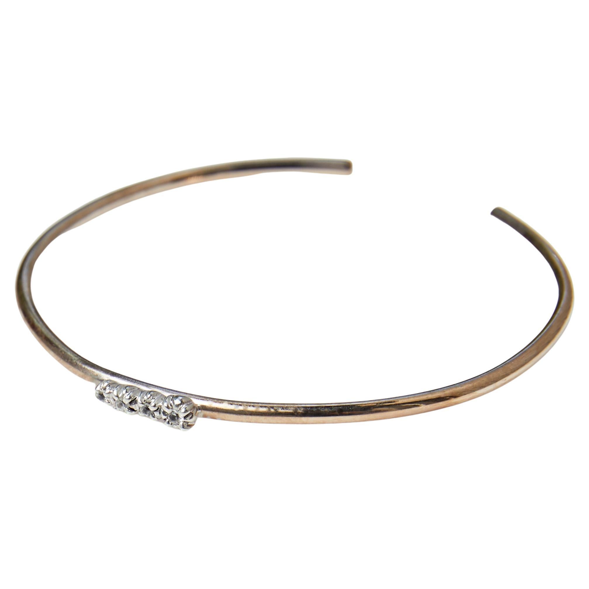 J Dauphin, bracelet jonc ancien serti de diamants blancs Neuf - En vente à Los Angeles, CA