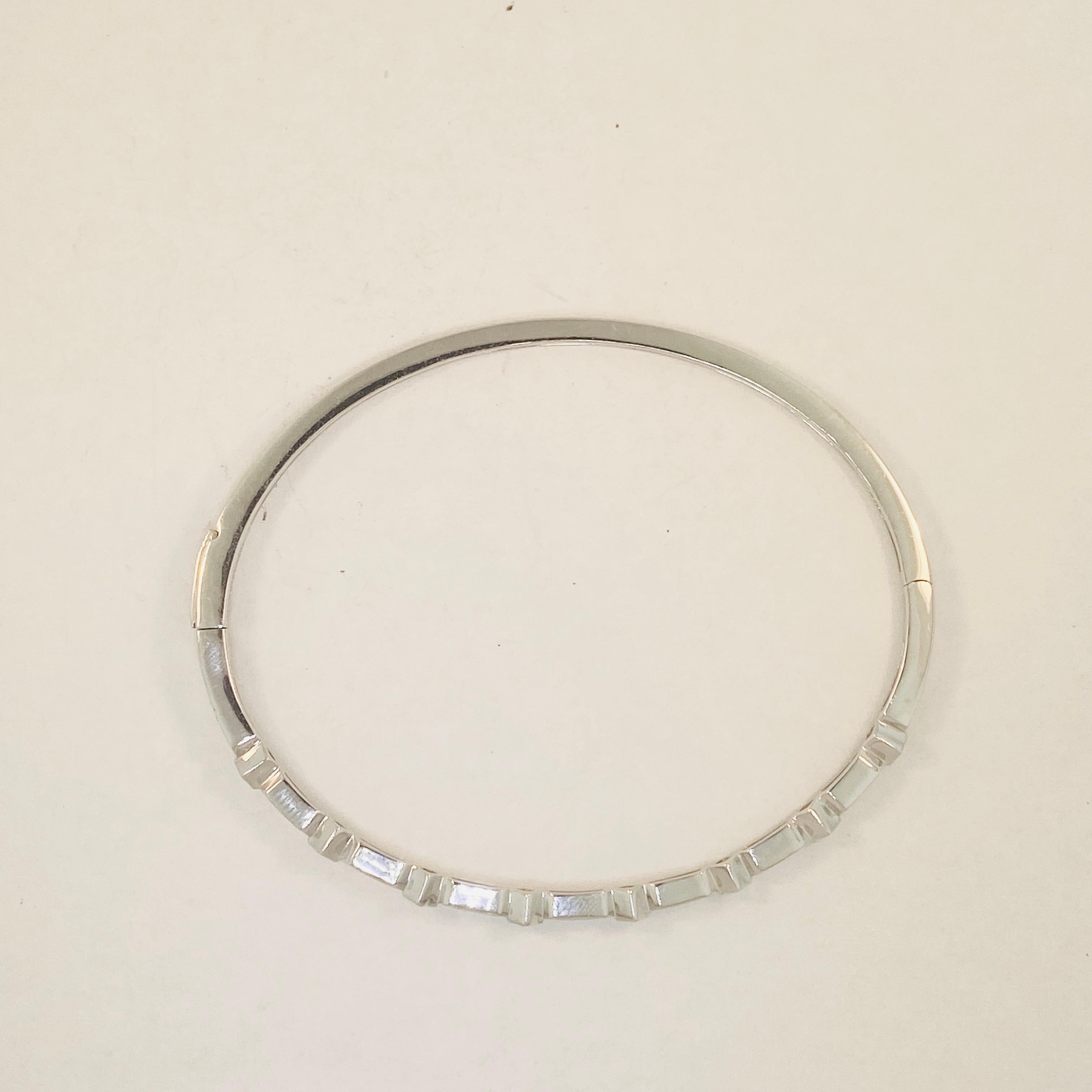 White Diamond Bangle Bracelet in 14 Karat White Gold 0.22 Carat Diamonds 14K In New Condition In Austin, TX