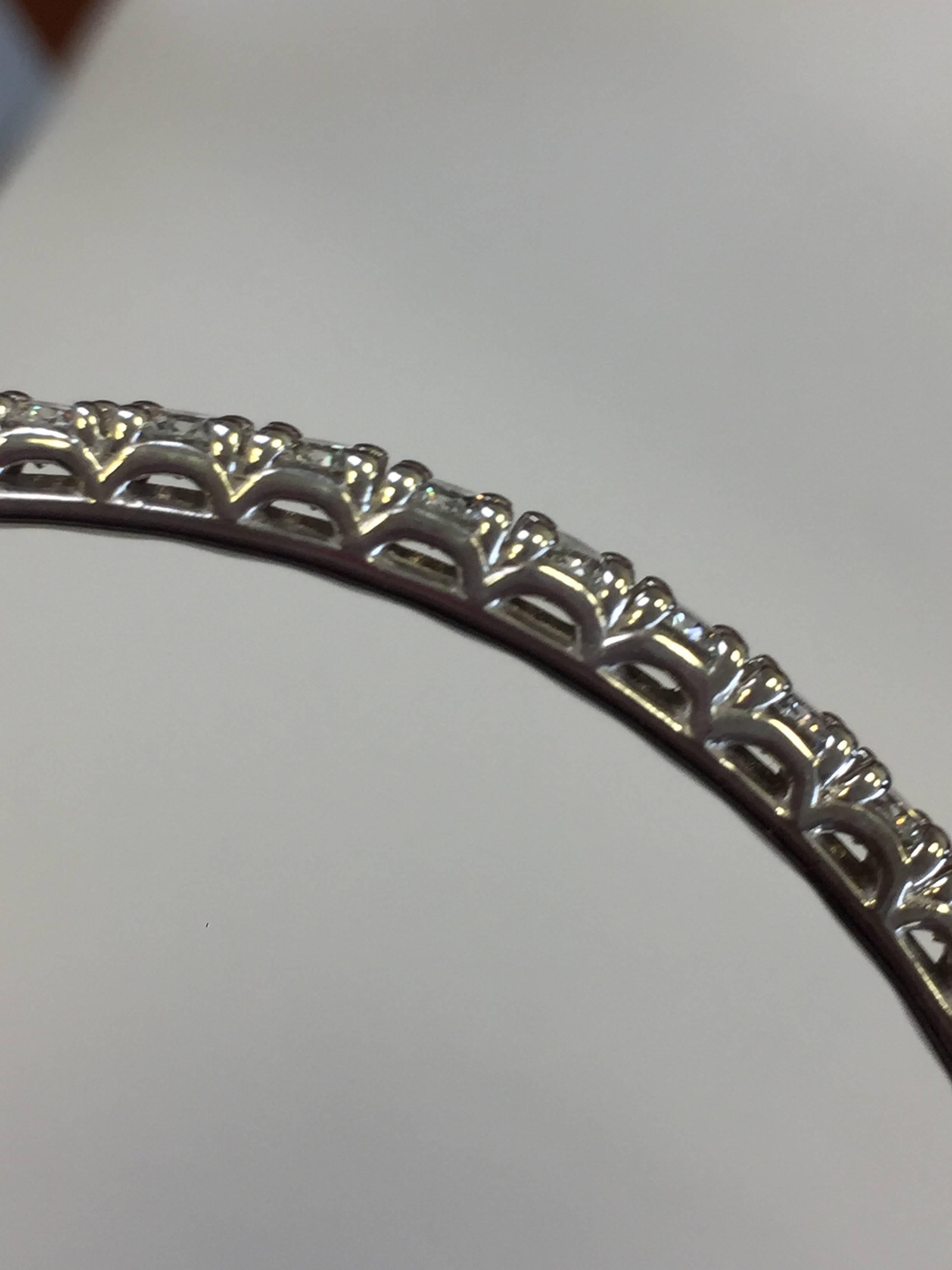 Women's or Men's White Diamond Bangle Bracelets in 18 Karat White Gold
