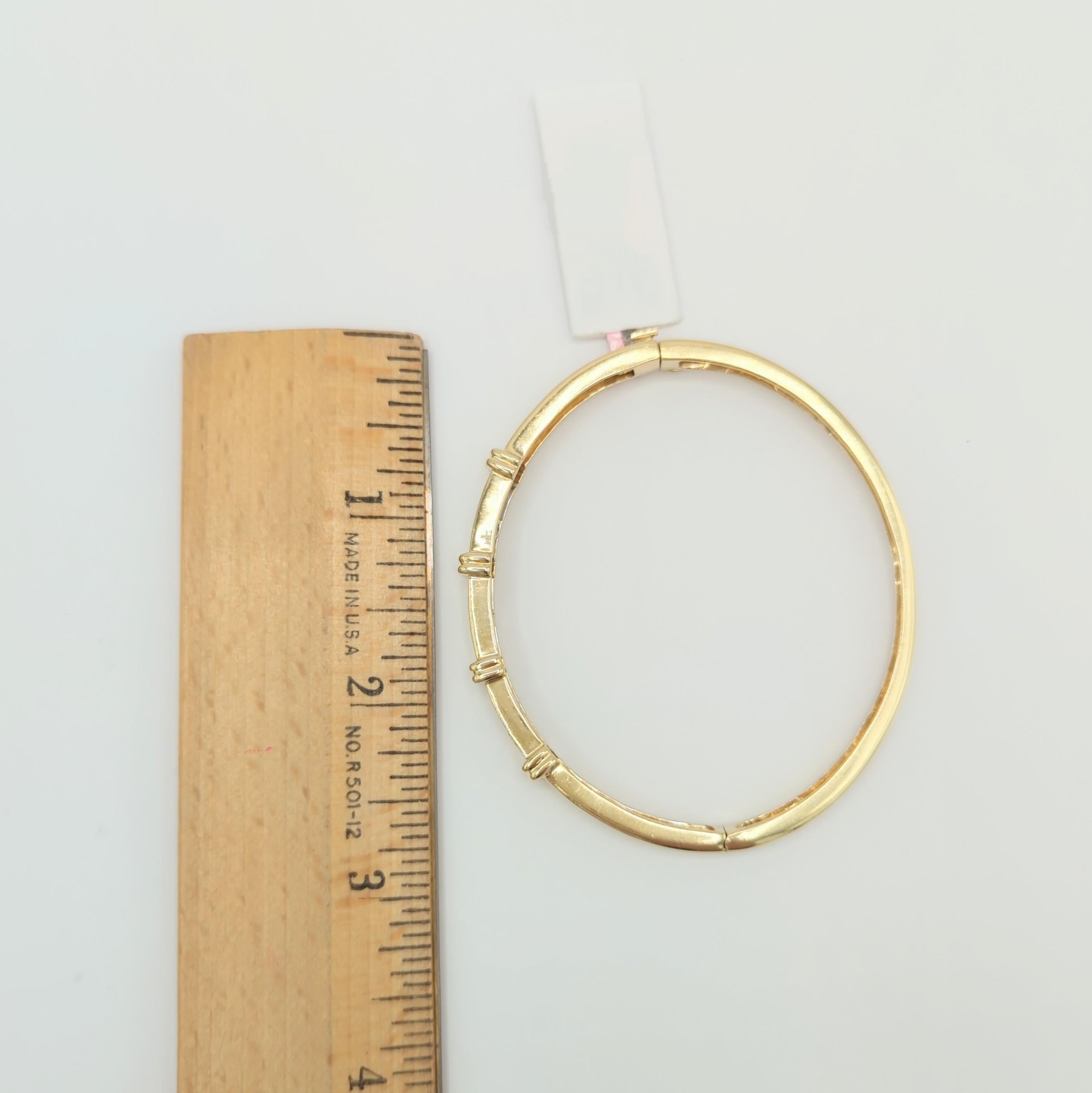 White Diamond Bangle in 14K Yellow Gold For Sale 1