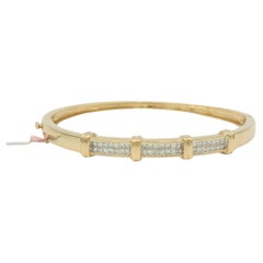 White Diamond Bangle in 14K Yellow Gold