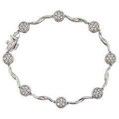 Weißes Diamant-Cluster-Armband mit Lünette aus 14 Karat Weißgold
