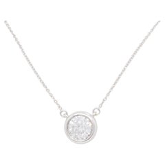 White Diamond Bezel Pendant Necklace in 14k White Gold