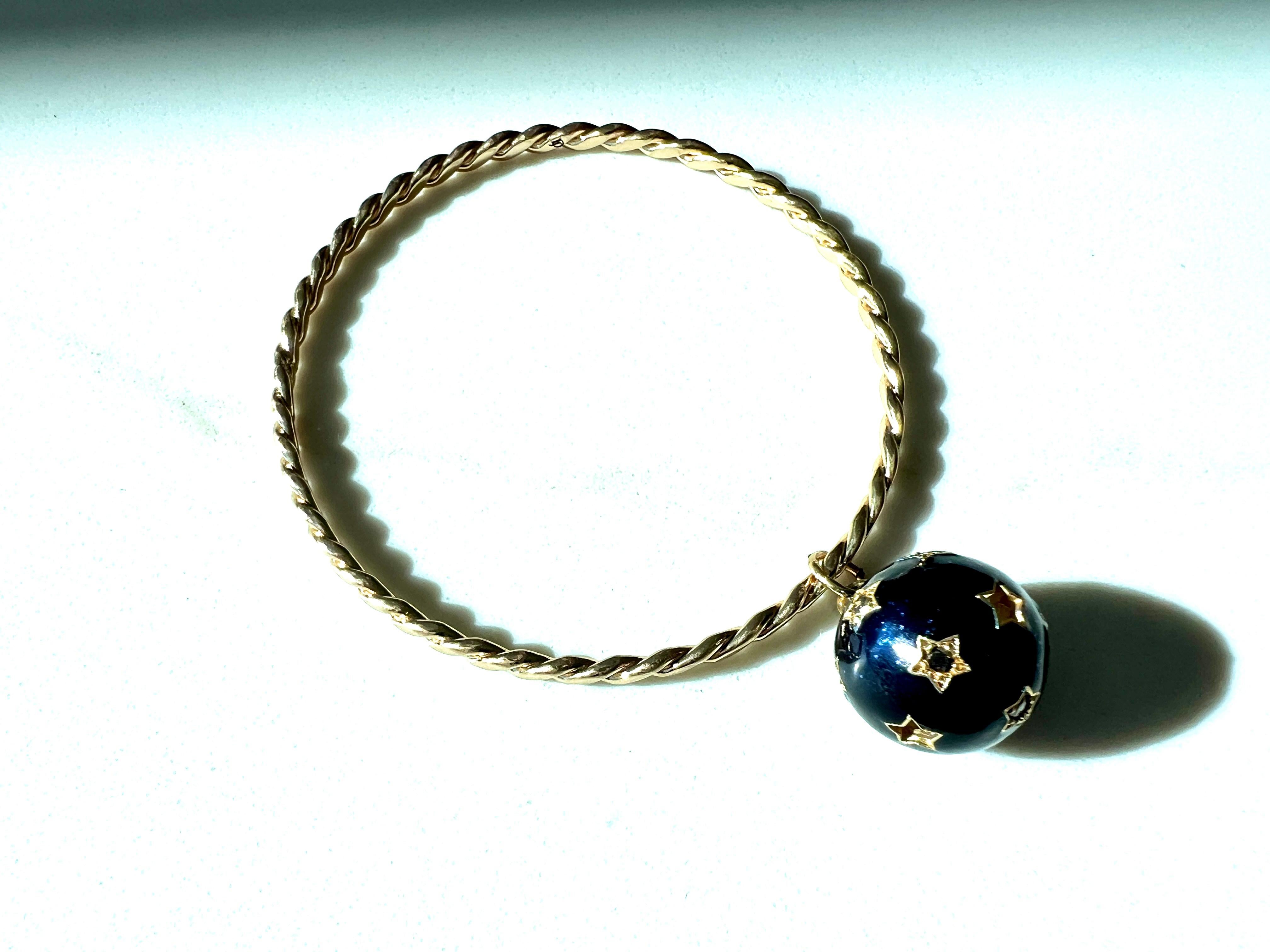 Pulsera Bola Estrella Esmalte Diamante Blanco Diamante Negro en venta 5