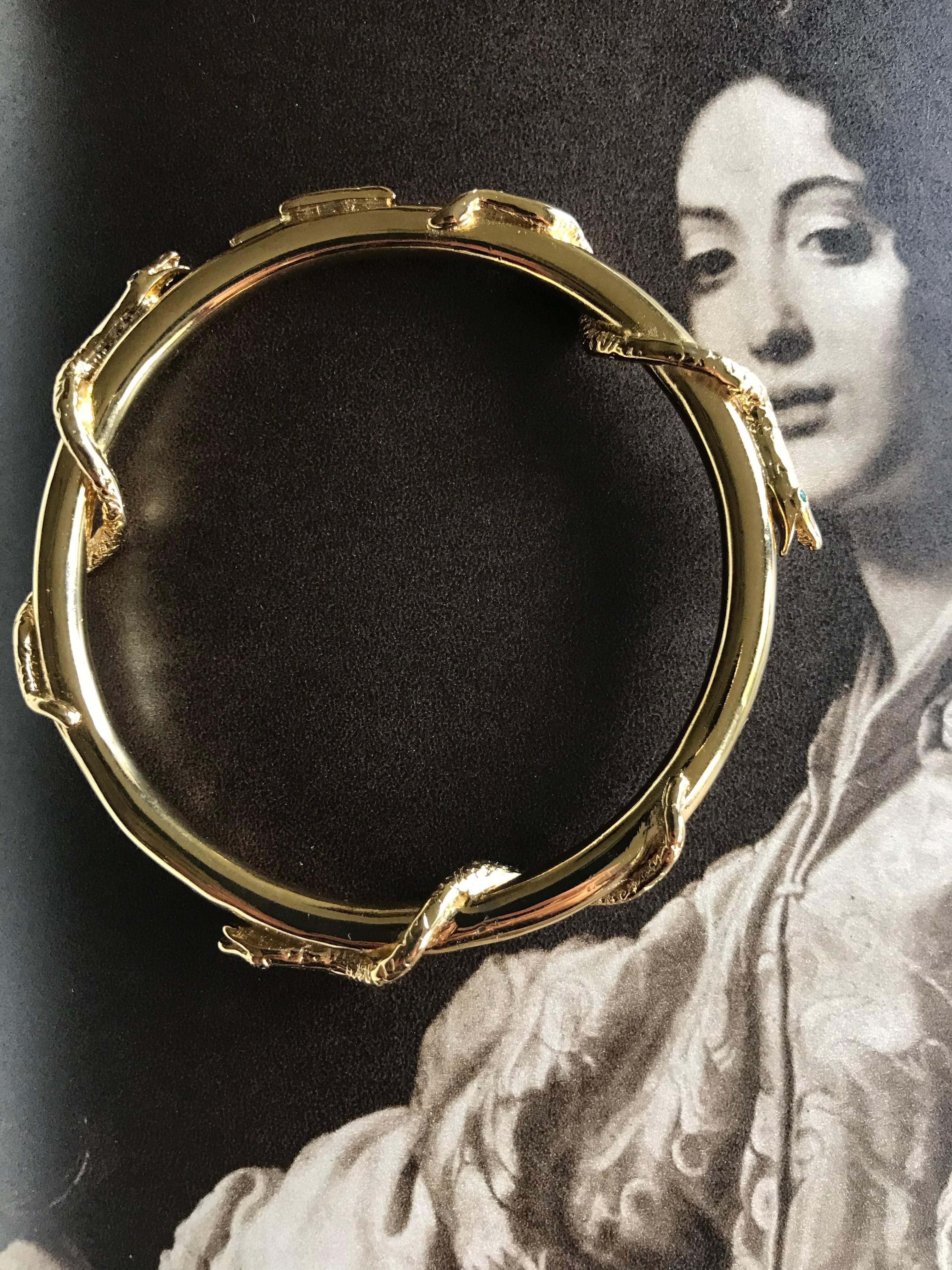 Bracciale a serpente con diamante bianco e diamante nero e smeraldo J DAUPHIN in vendita 3