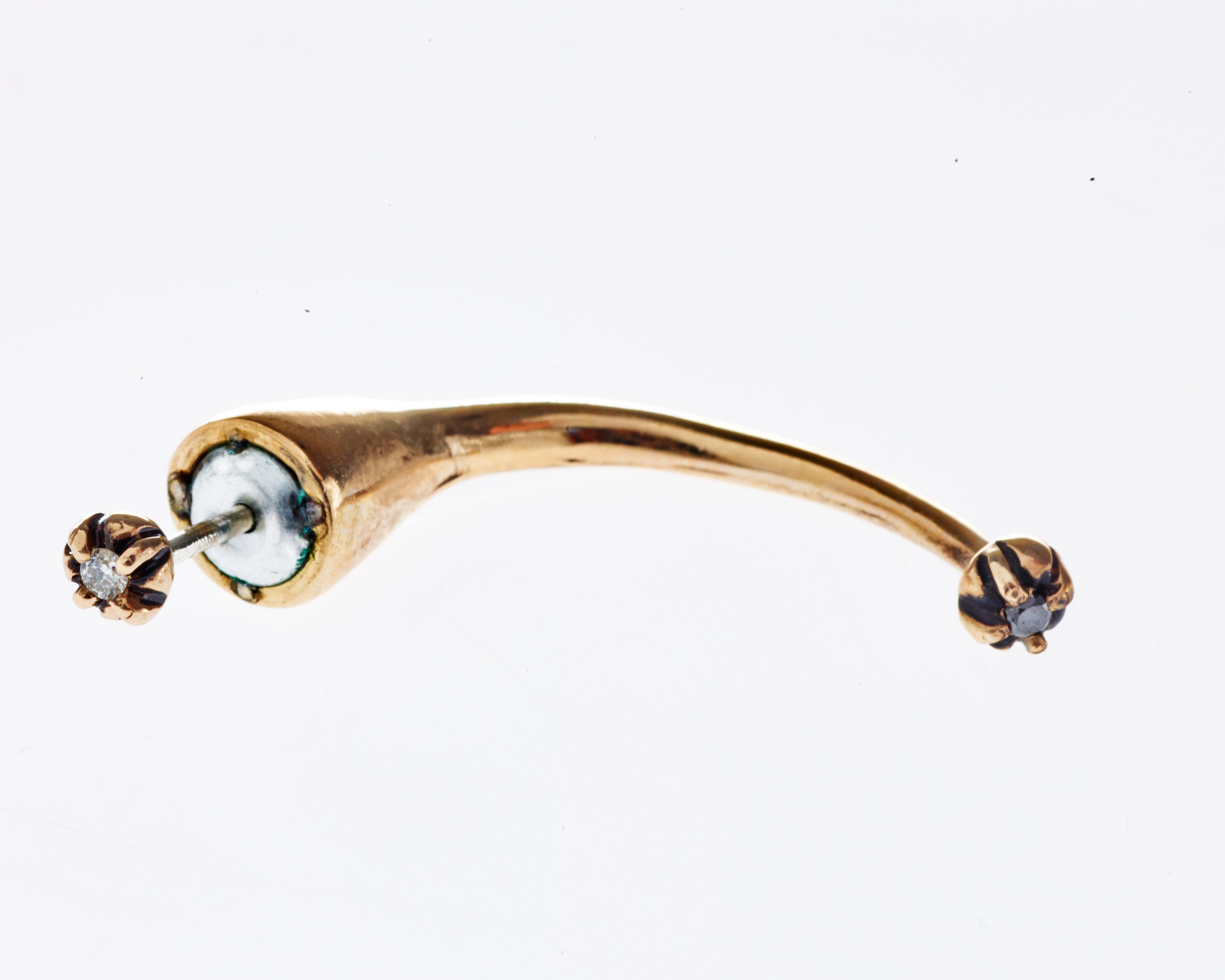 White Diamond Black Diamond Solid Gold Earring Piercing

J DAUPHIN 