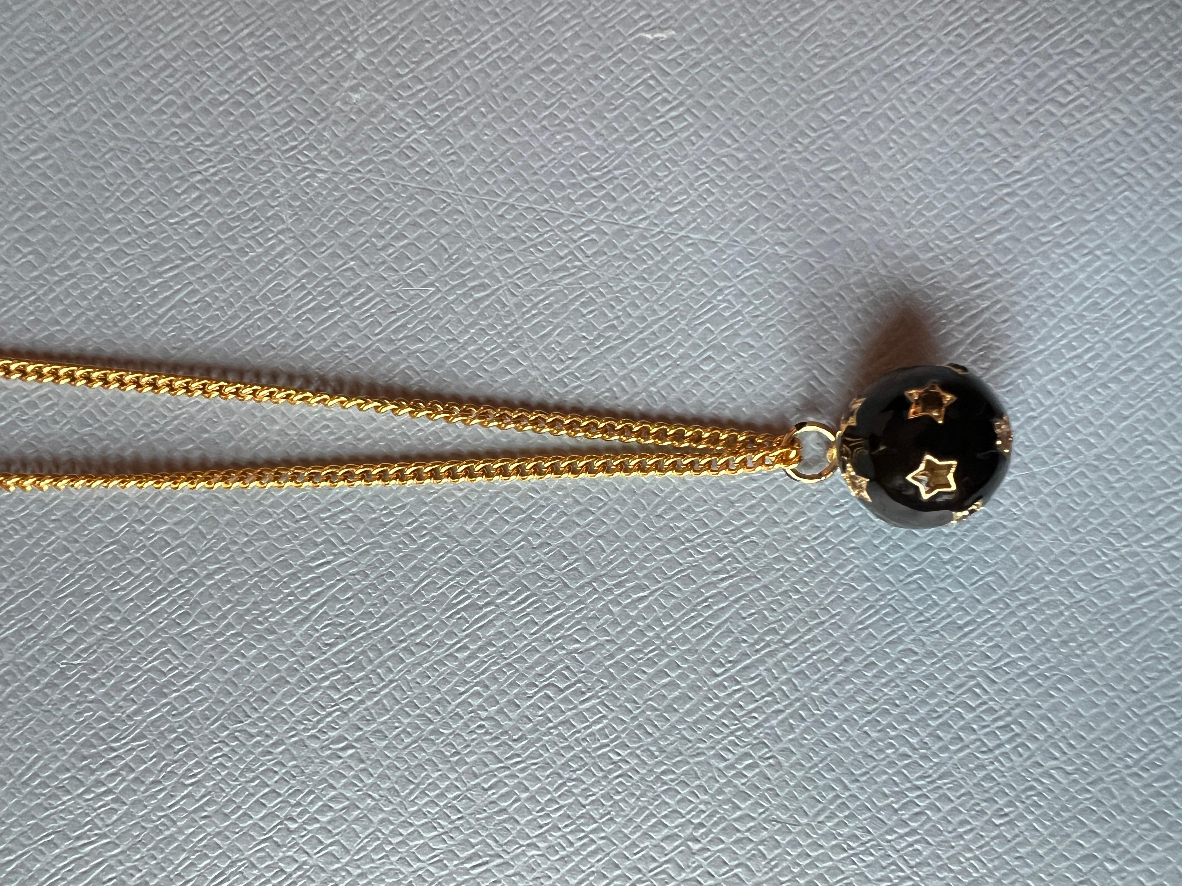 Weißer Diamant Schwarzer Diamant Star Ball Halskette Schwarzes Emaille Viktorianischer Stil

Länge: Lang 28