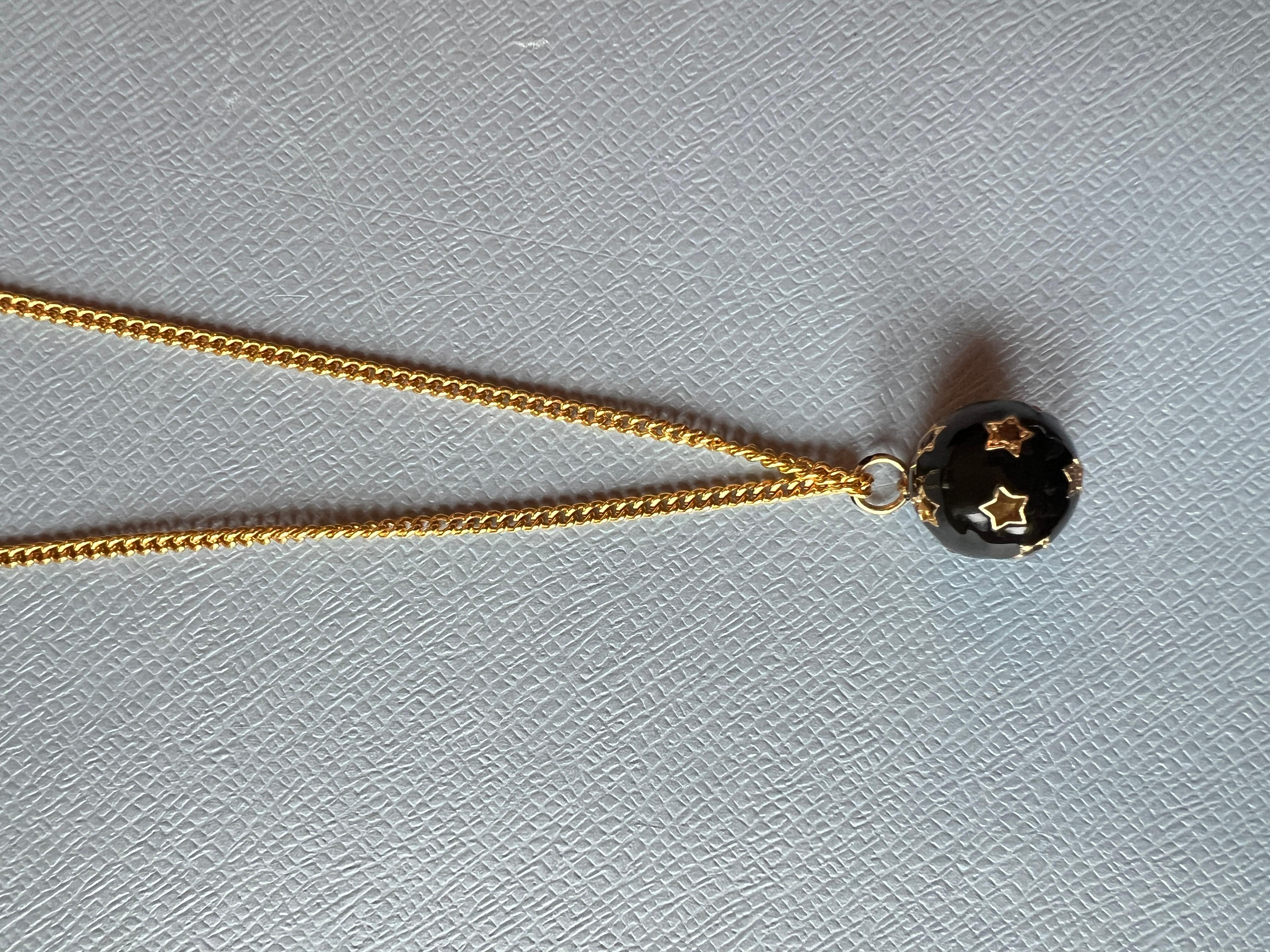 Weißer Diamant Schwarzer Diamant Star Ball Halskette Schwarzes Emaille Viktorianischer Stil 2