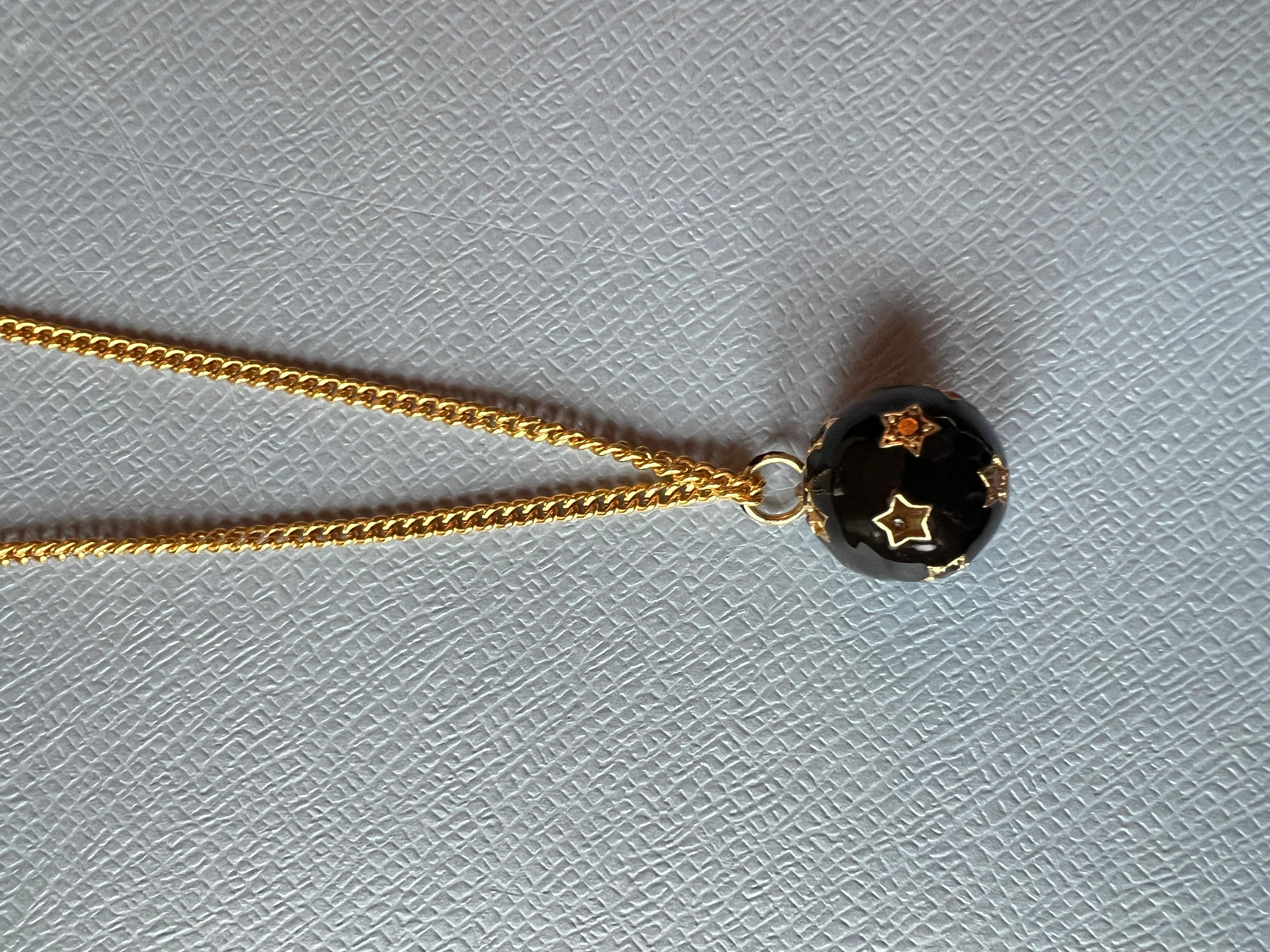 Weißer Diamant Schwarzer Diamant Star Ball Halskette Schwarzes Emaille Viktorianischer Stil 3