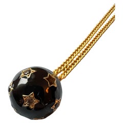 Weißer Diamant Schwarzer Diamant Star Ball Halskette Schwarzes Emaille Viktorianischer Stil