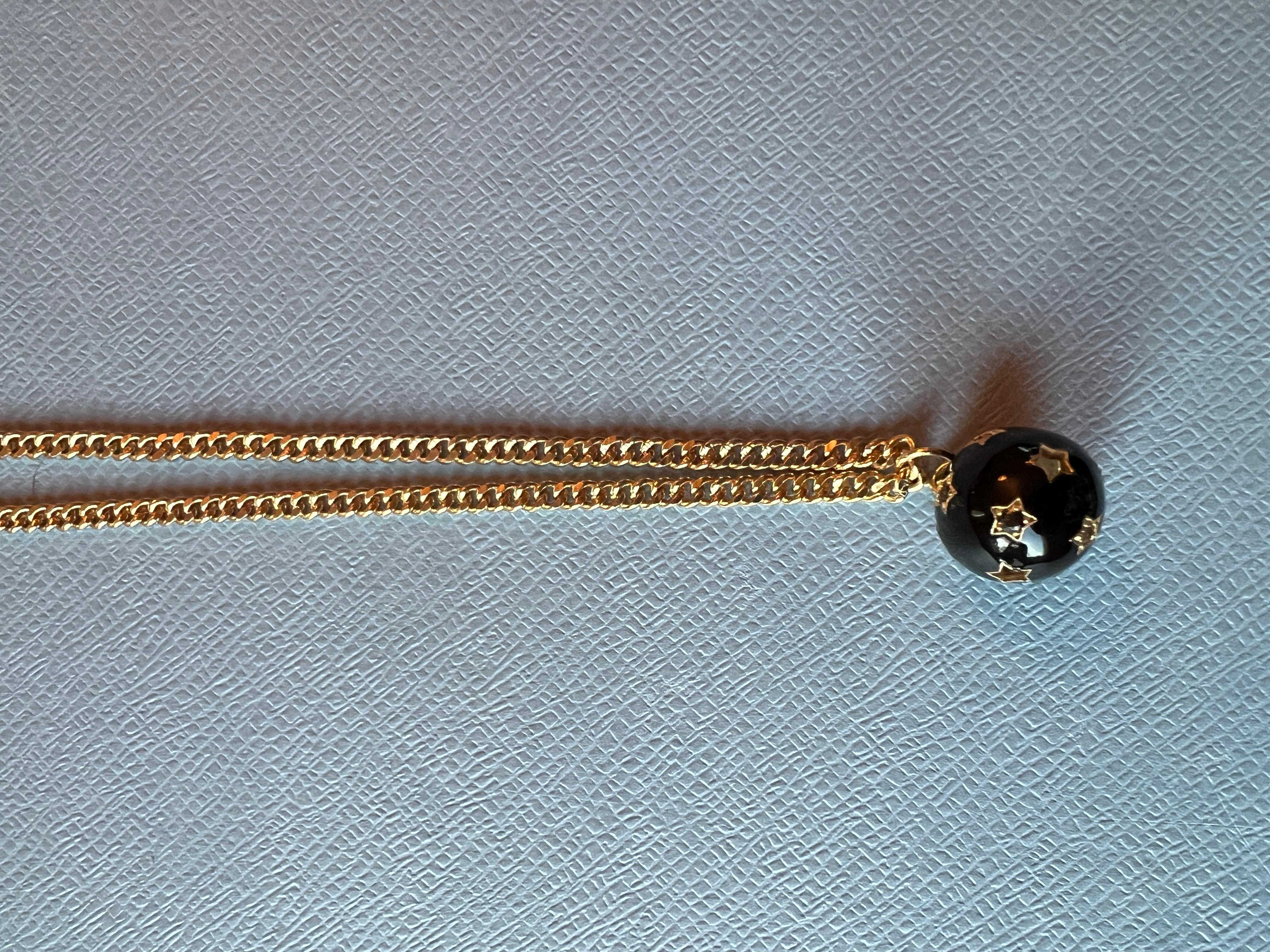 White Diamond Black Diamond Star Ball Necklace Victorian Style Black Enamel In New Condition For Sale In Los Angeles, CA