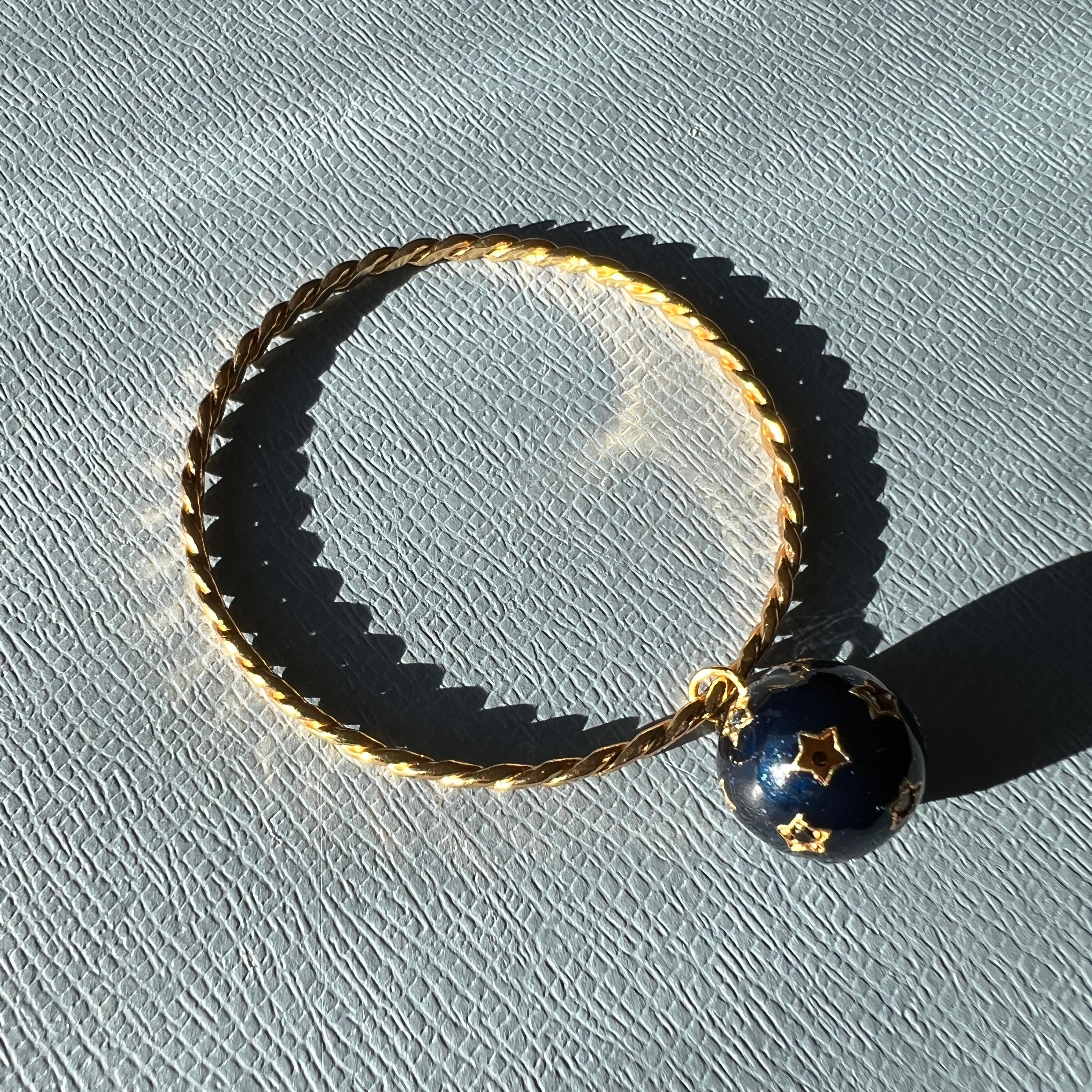 Weißer Diamant Schwarzer Diamant Stern-Armband Armreif Emaille Gold 4