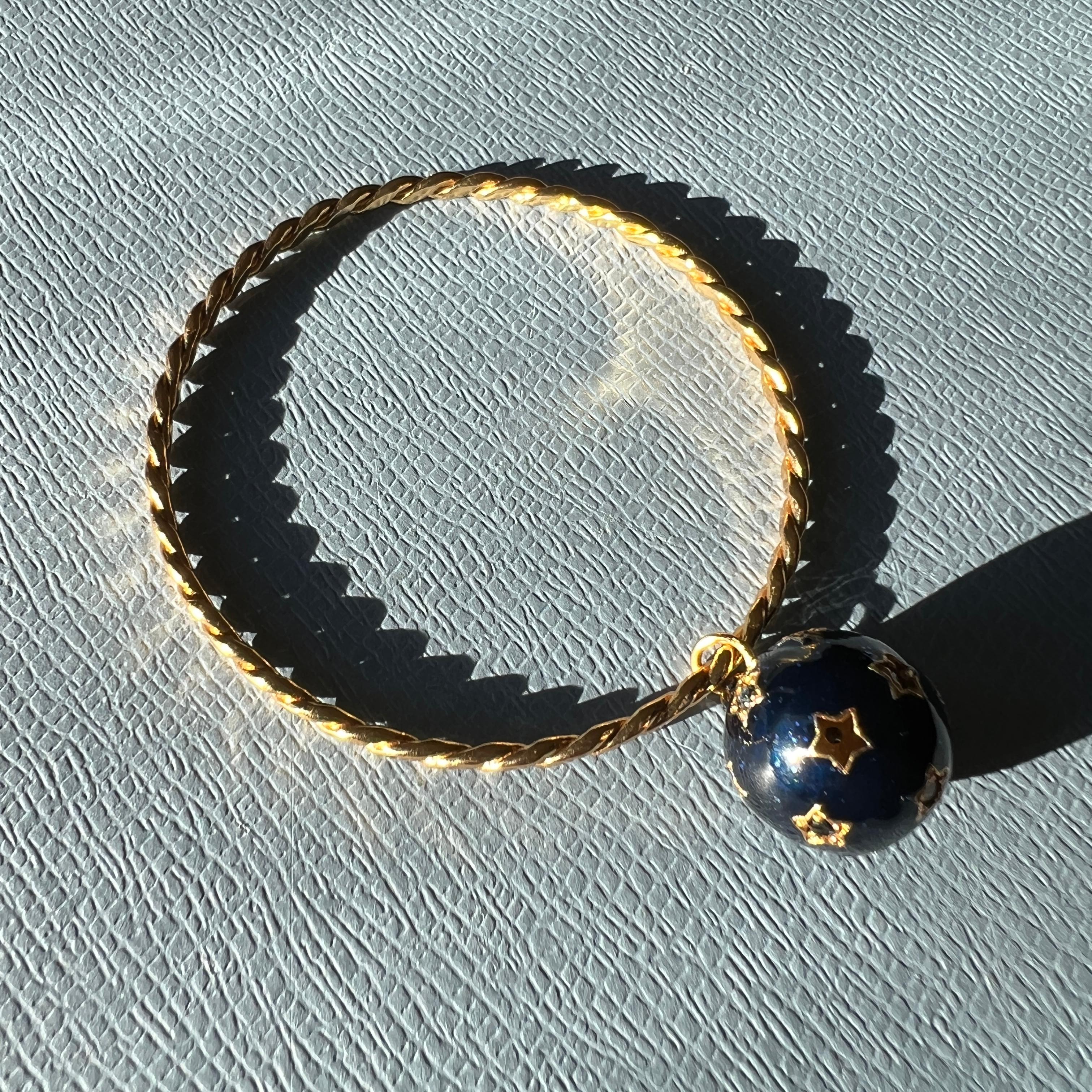 Weißer Diamant Schwarzer Diamant Stern-Armband Armreif Emaille Gold 6