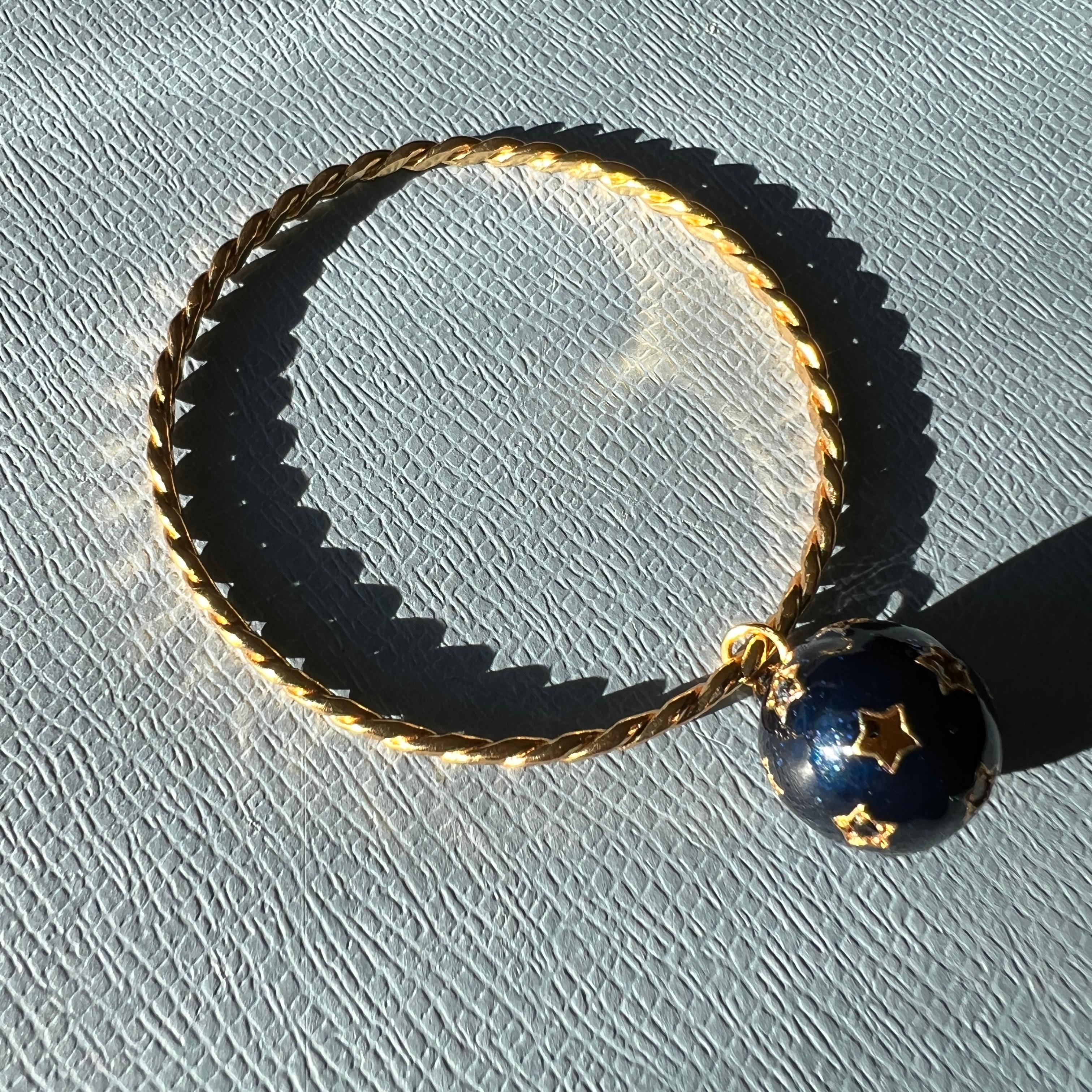 Weißer Diamant Schwarzer Diamant Stern-Armband Armreif Emaille Gold 7