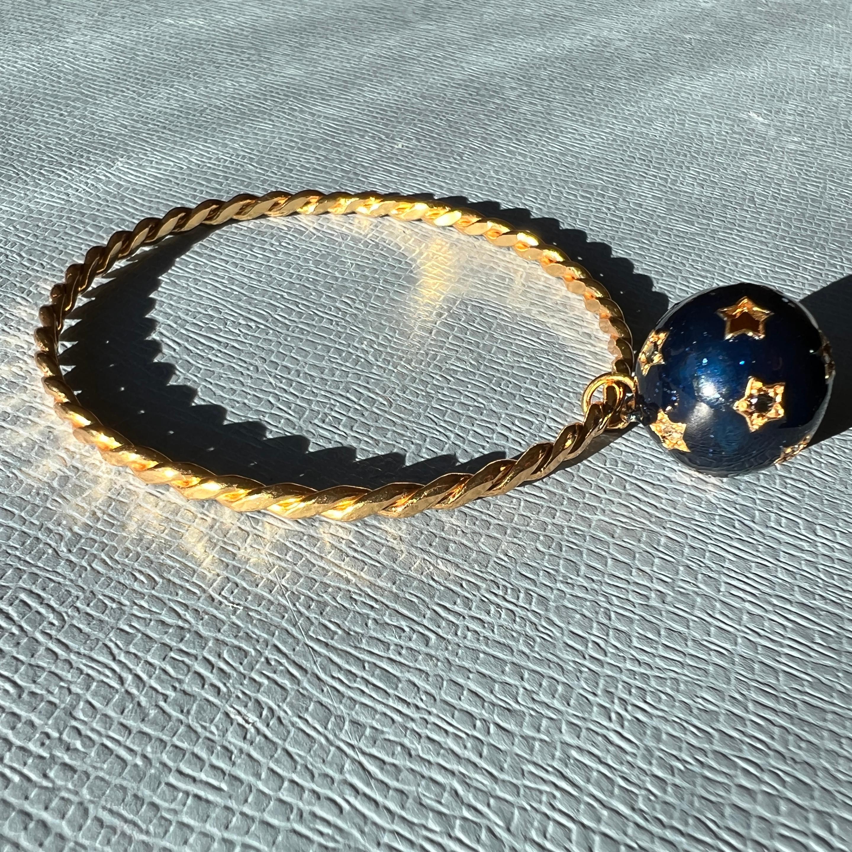 Weißer Diamant Schwarzer Diamant Stern-Armband Armreif Emaille Gold 10