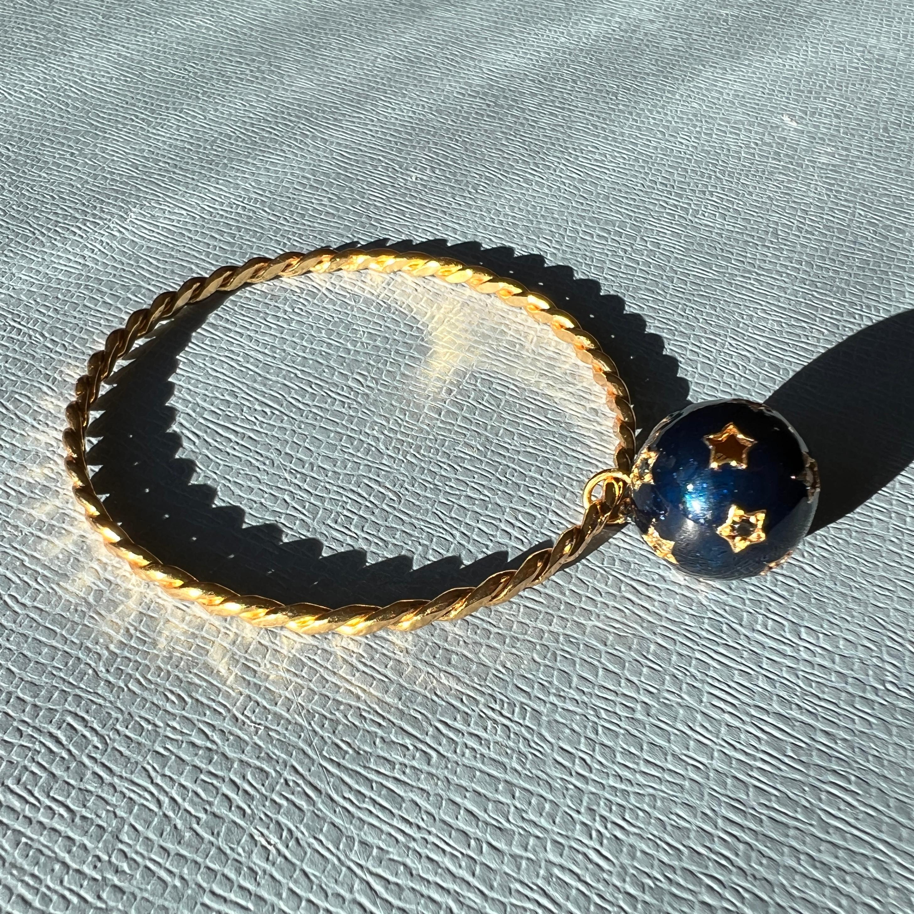 Weißer Diamant Schwarzer Diamant Stern-Armband Armreif Emaille Gold 11