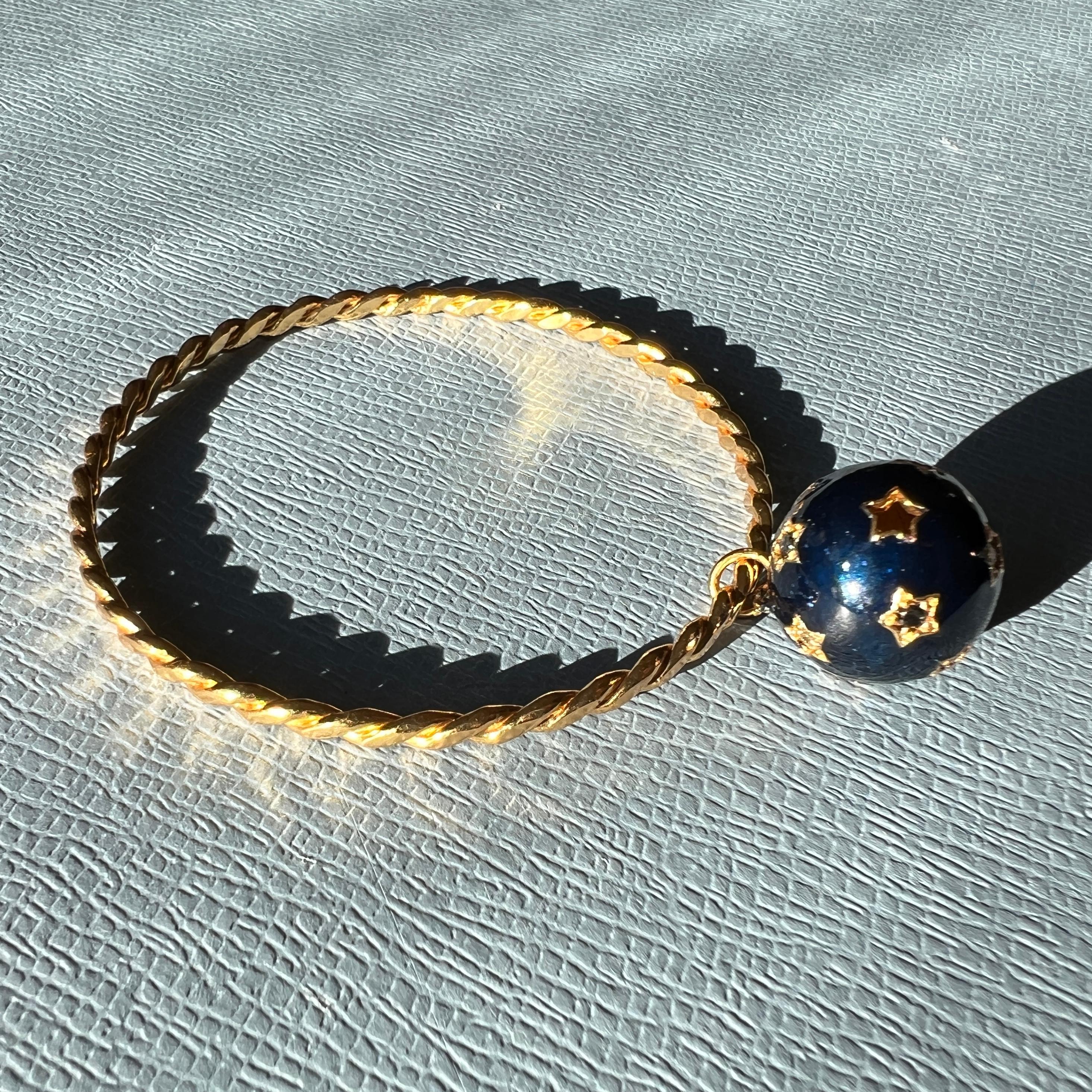 Weißer Diamant Schwarzer Diamant Stern-Armband Armreif Emaille Gold 12