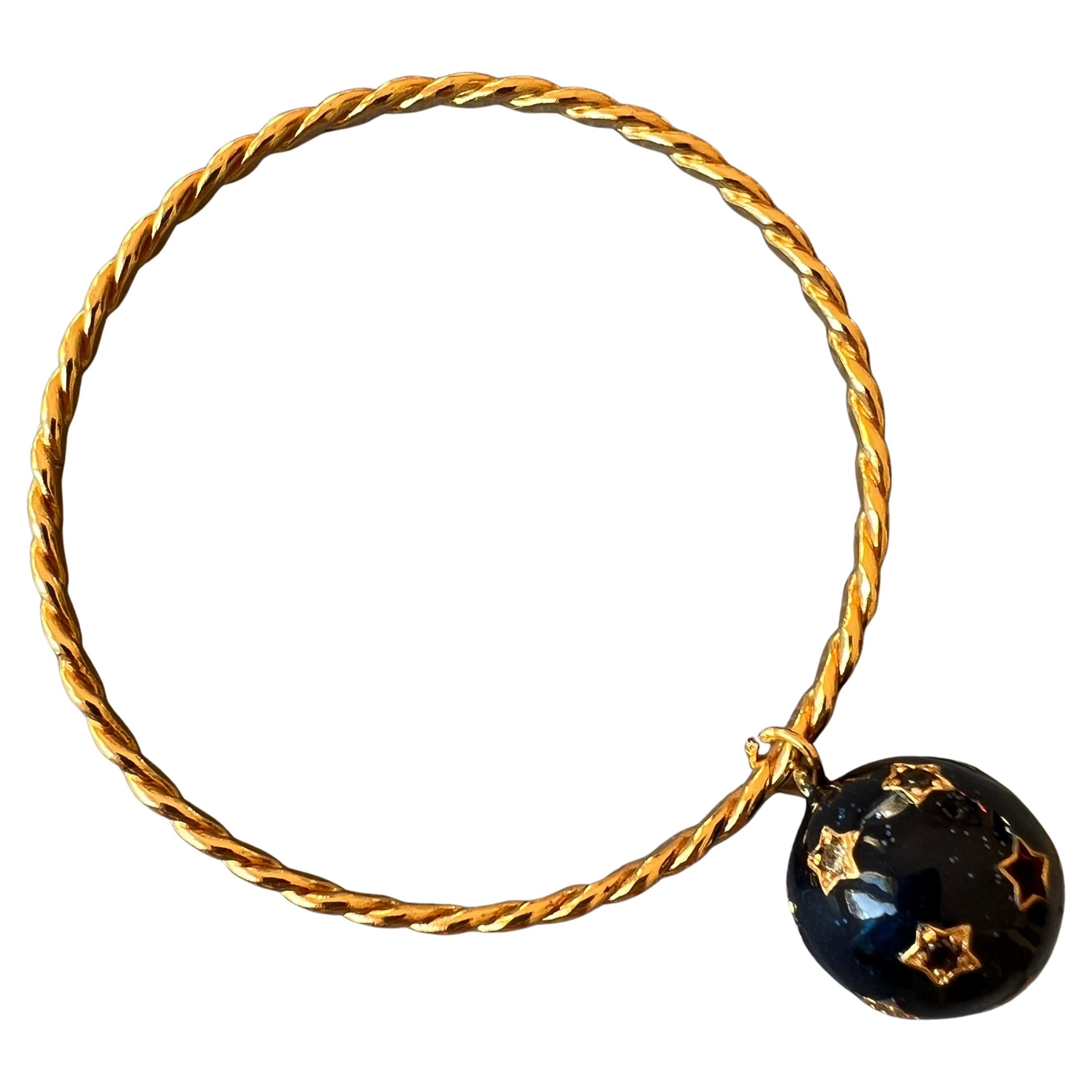 Weißer Diamant Schwarzer Diamant Stern-Armband Armreif Emaille Gold (Viktorianisch)
