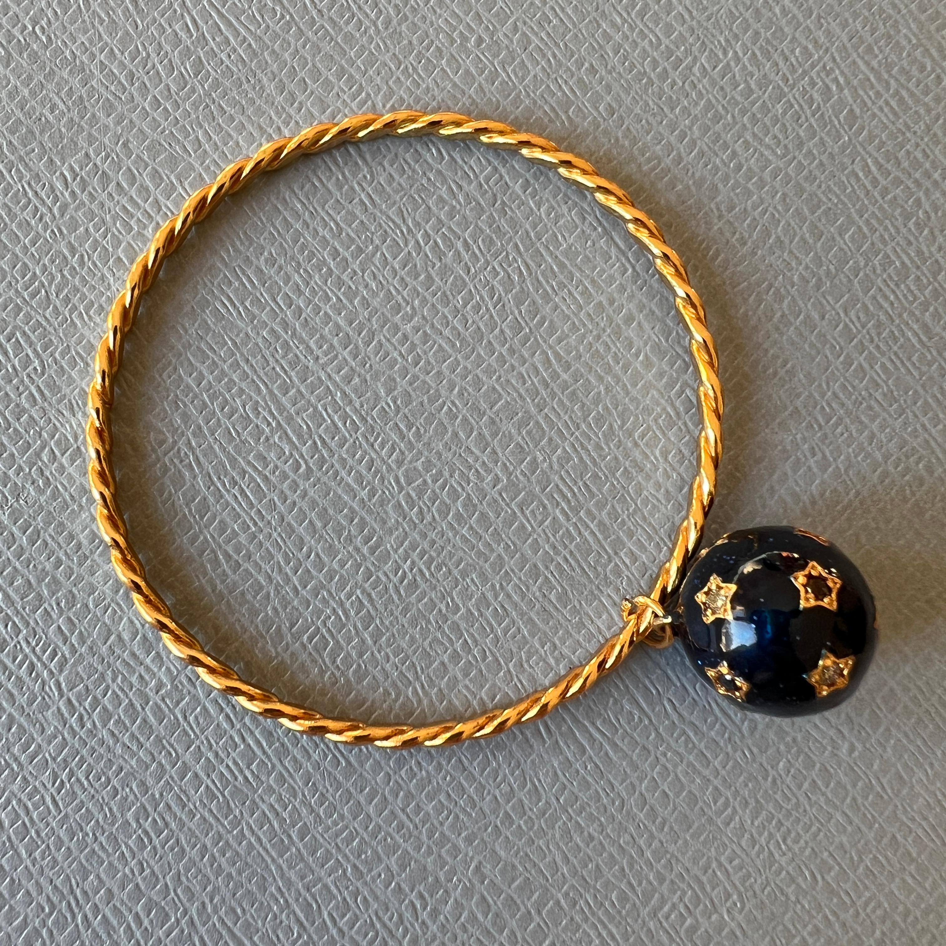 Weißer Diamant Schwarzer Diamant Stern-Armband Armreif Emaille Gold 1