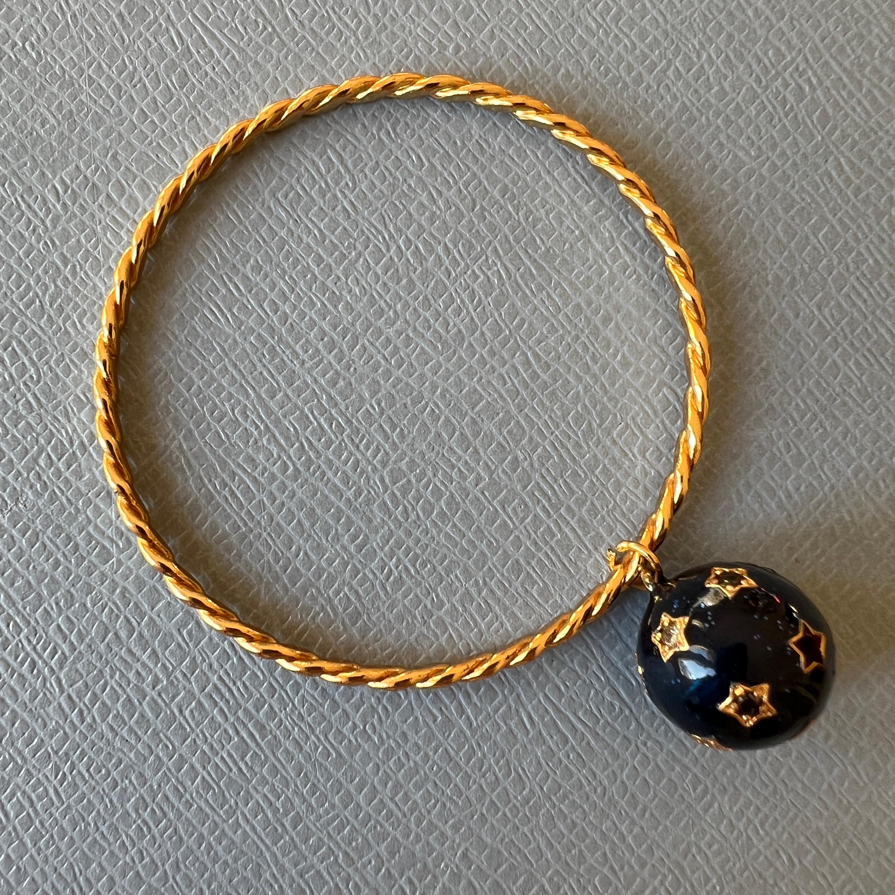 Weißer Diamant Schwarzer Diamant Stern-Armband Armreif Emaille Gold 2