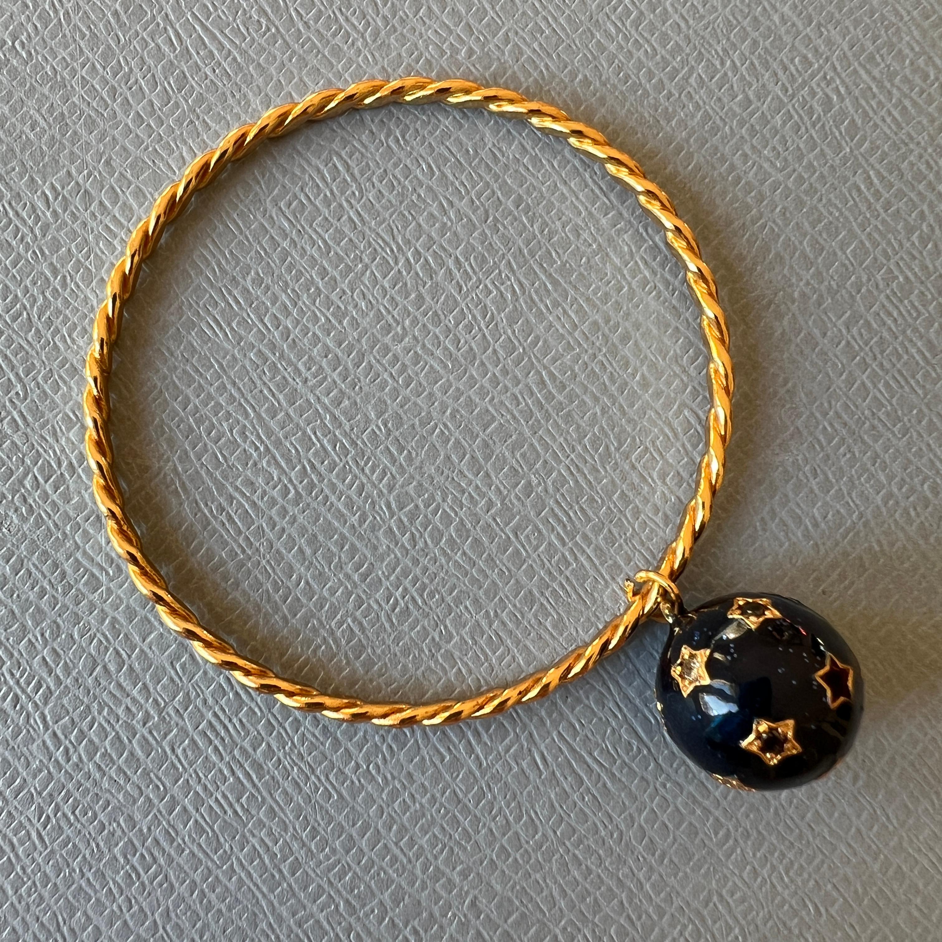Weißer Diamant Schwarzer Diamant Stern-Armband Armreif Emaille Gold 3