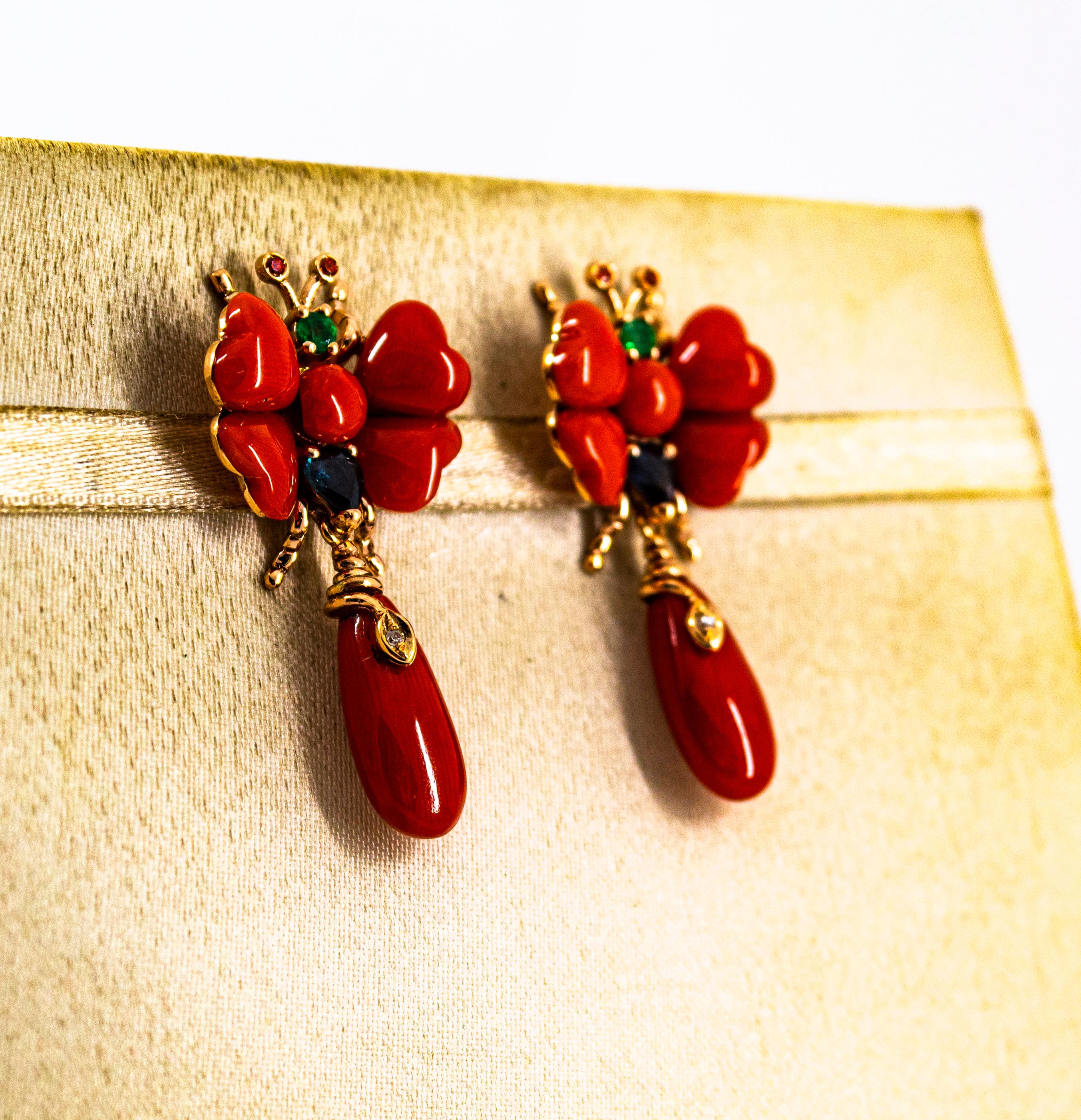 Pendientes Diamante Blanco Zafiro Azul Rubí Esmeralda Coral Rojo Oro Amarillo Corte brillante en venta