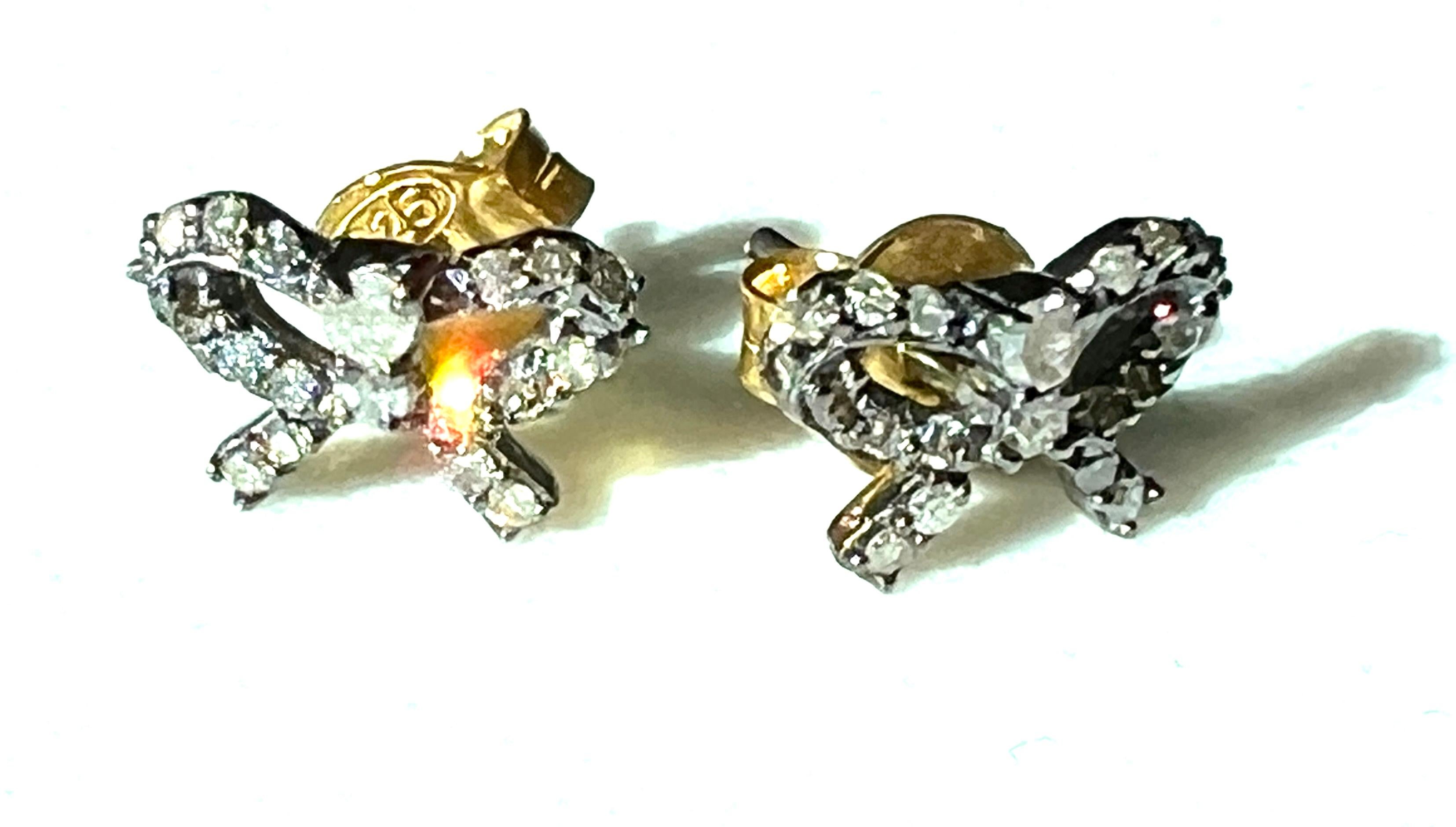 Boucle d'oreille Bow à diamant blanc style victorien en vente 6