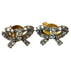 Bow Earring White Diamond Victorian Style