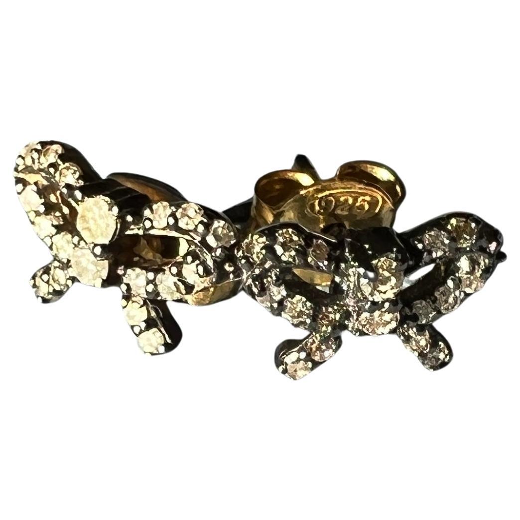 Contemporary Bow Earrings Raw Diamond Victorian Style J Dauphin For Sale