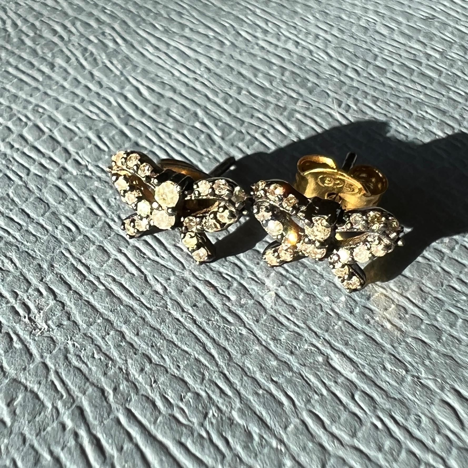 Bow Earrings Raw Diamond Victorian Style J Dauphin For Sale 1