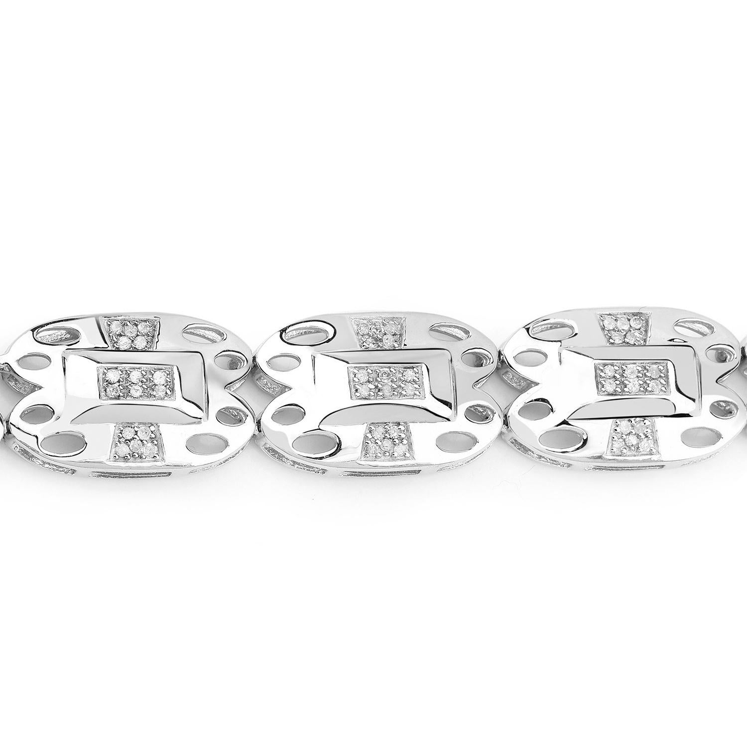 Pulsera de diamantes blancos de plata de ley chapada en oro blanco de 14 quilates Corte redondo en venta