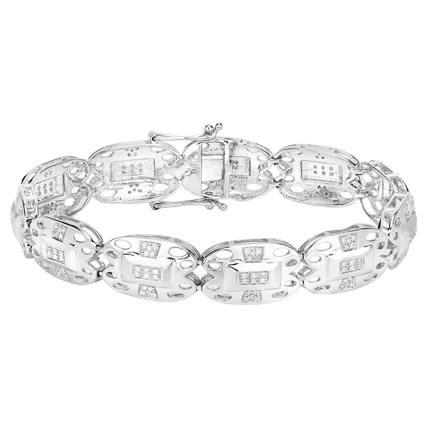 Bracciale con diamanti bianchi in argento 925 placcato oro bianco 14 carati