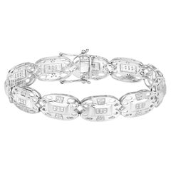 Bracciale con diamanti bianchi in argento 925 placcato oro bianco 14 carati