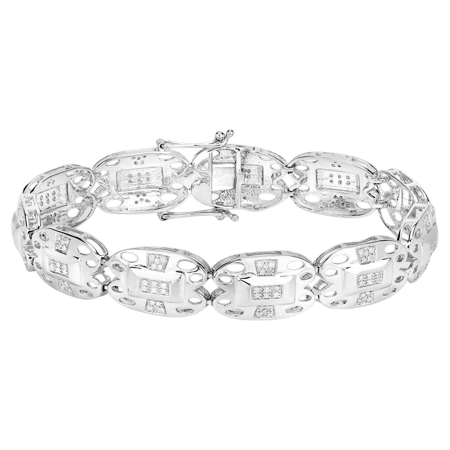 White Diamond Bracelet 14K White Gold Plated Sterling Silver