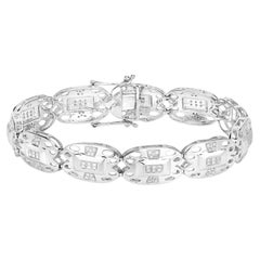 White Diamond Bracelet 14K White Gold Plated Sterling Silver