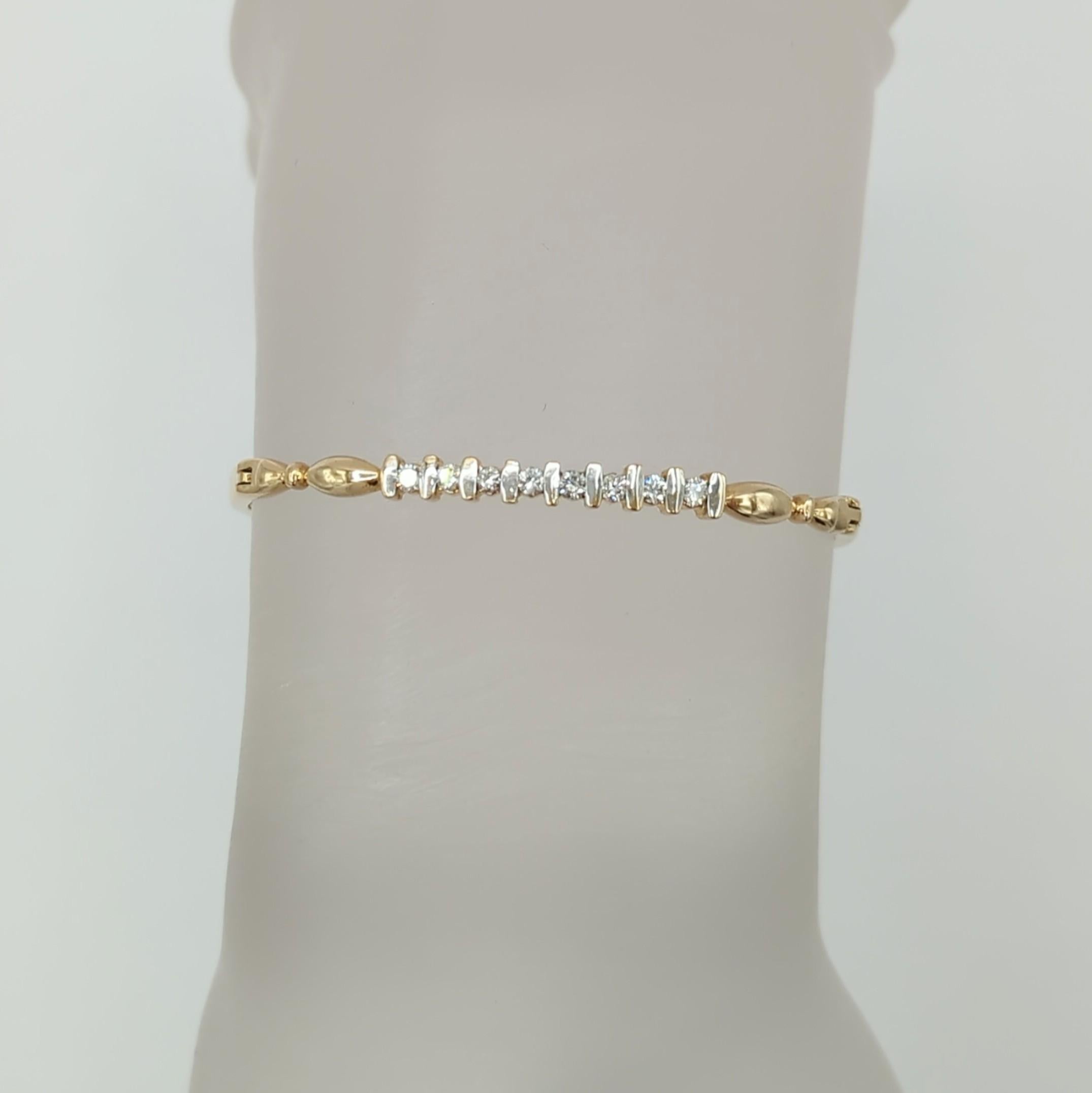 Round Cut White Diamond Bracelet in 14K Yellow Gold