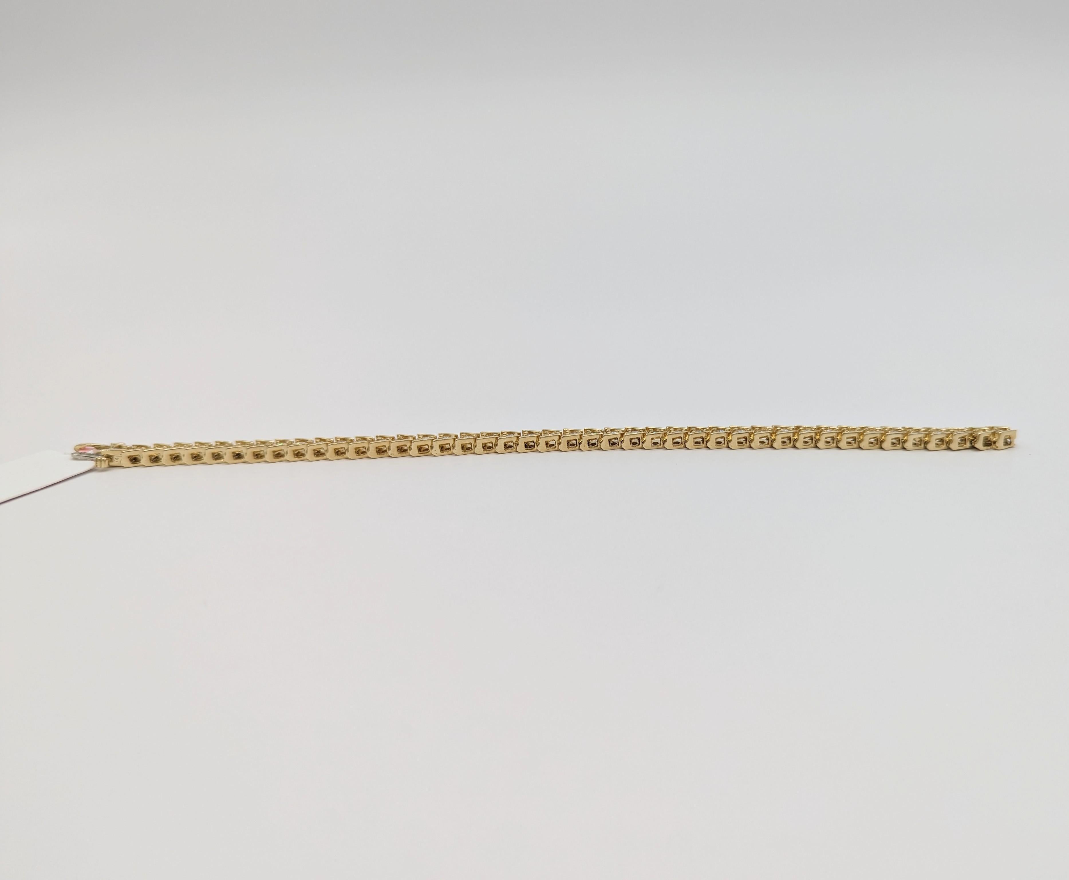 Bracelet en or jaune 14 carats avec diamant blanc Unisexe en vente