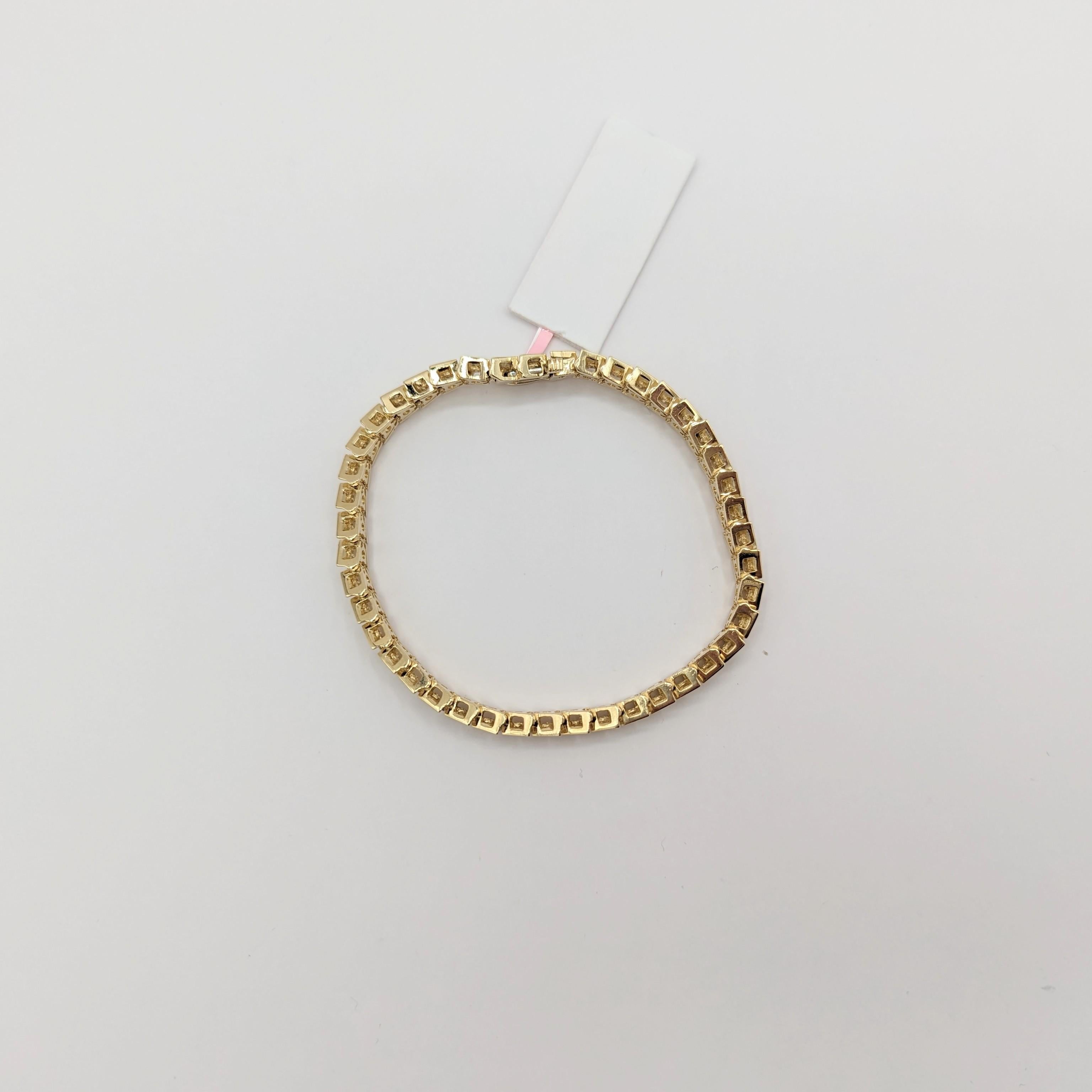 Bracelet en or jaune 14 carats avec diamant blanc en vente 1