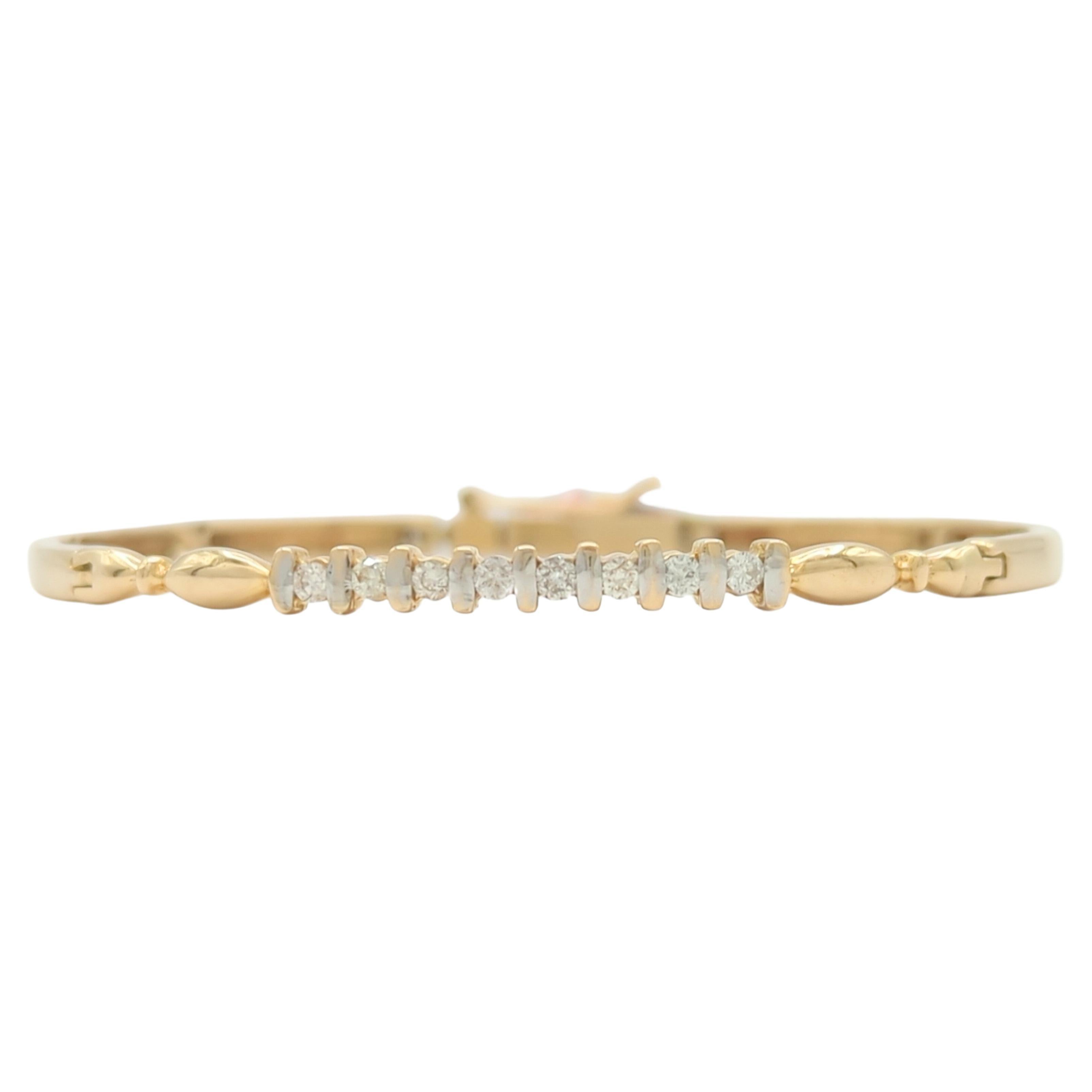 Bracelet en or jaune 14 carats avec diamant blanc en vente