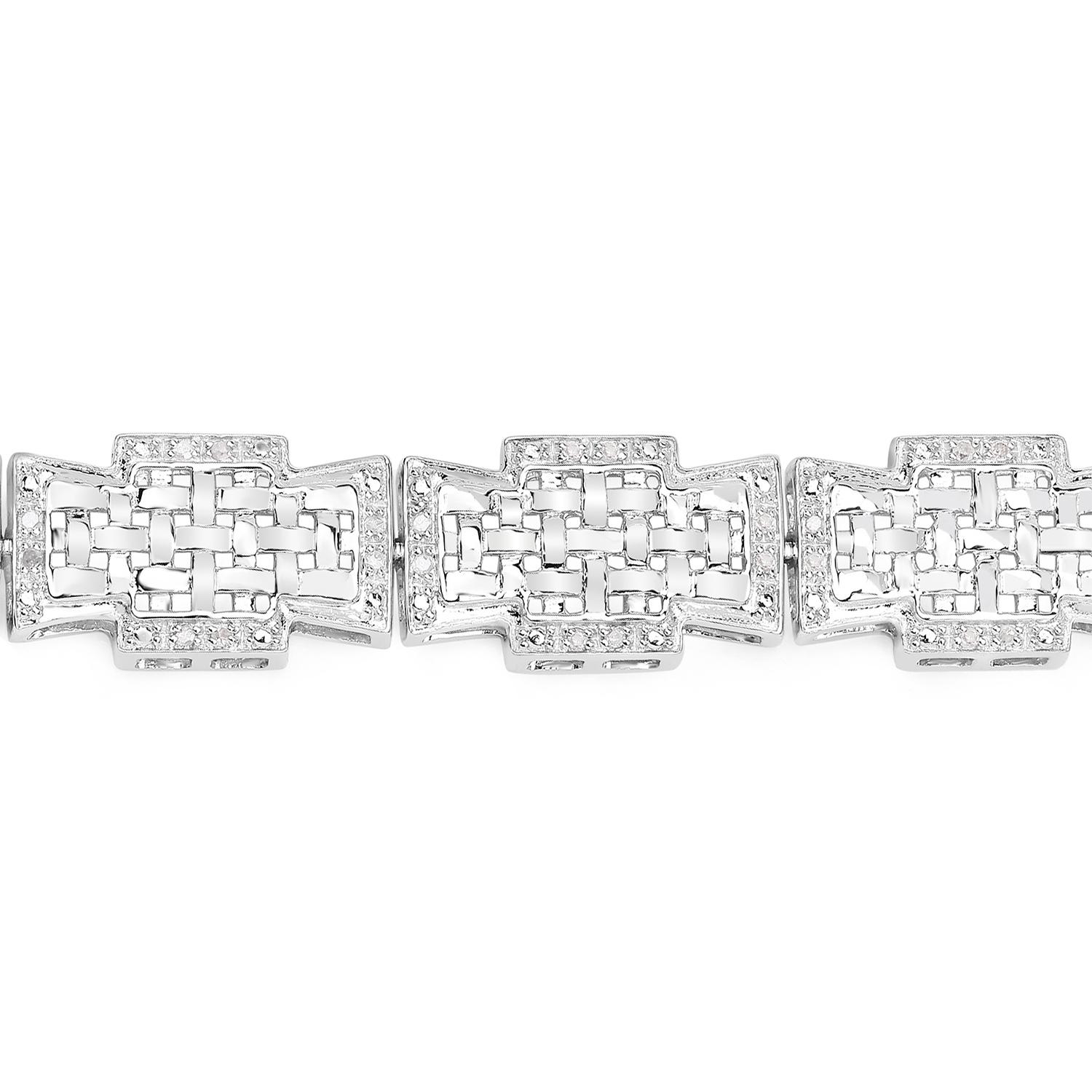 Taglio rotondo Bracciale con diamanti bianchi in argento 925 placcato in rodio in vendita