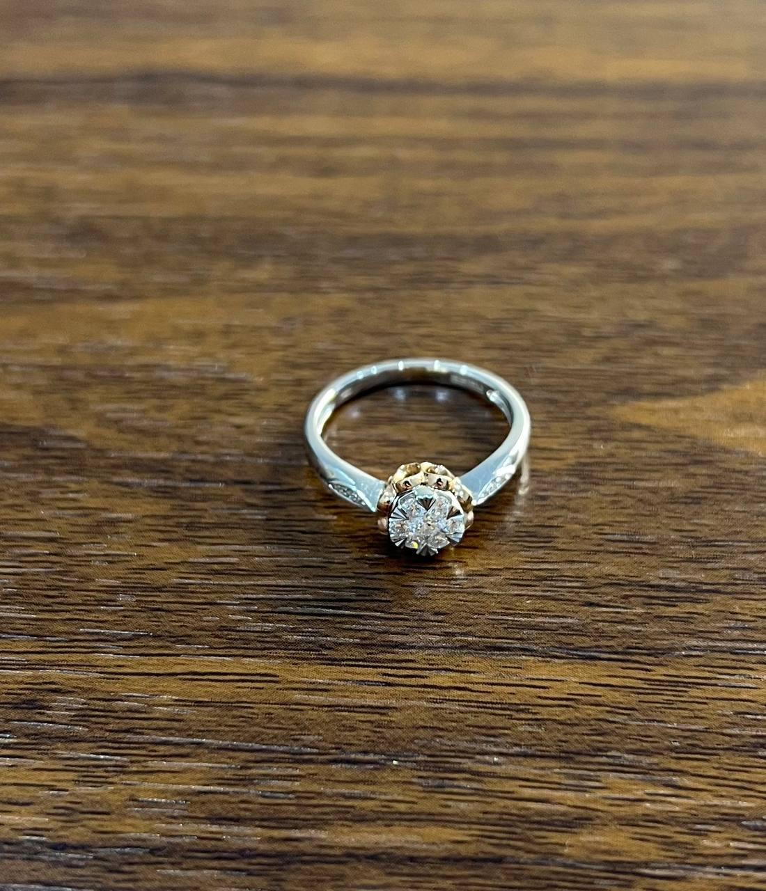 White Diamond Brilliant Floral Flower 14K Rose White Gold Statement Dainty Ring For Sale 5