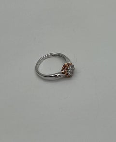 White Diamond Brilliant Floral Flower 14K Rose White Gold Statement Dainty Ring