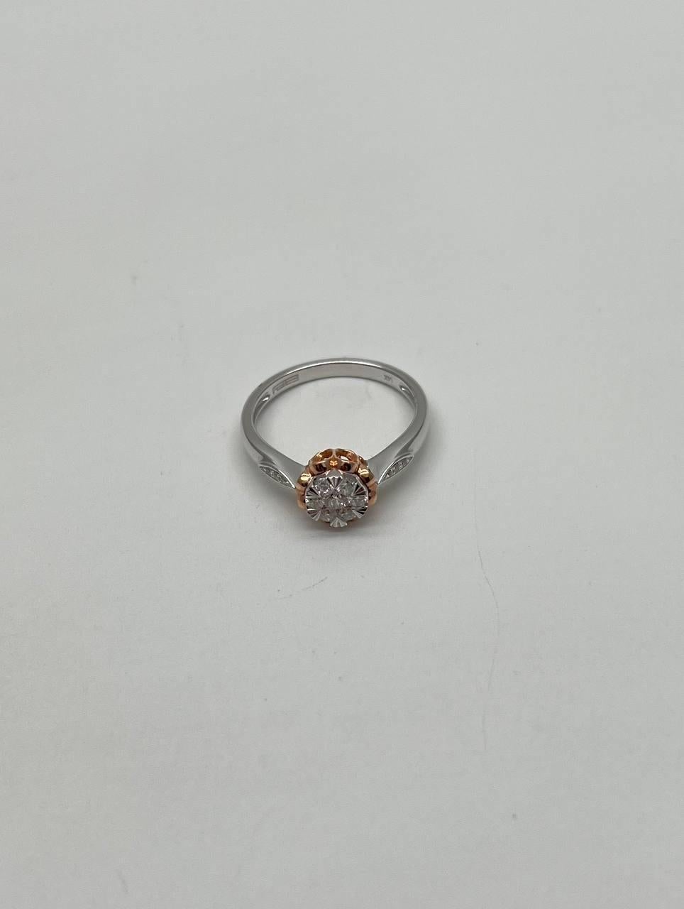 White Diamond Brilliant Floral Flower 14K Rose White Gold Statement Dainty Ring For Sale 2