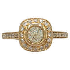 Ring aus 14 Karat Gelbgold mit weißem Diamantring mit Briolette und rundem Diamanten