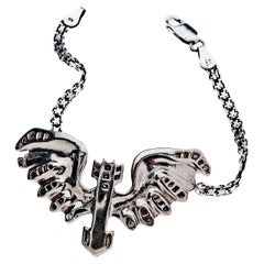 White Diamond Chain Link Bracelet Sterling Silver Eagle Animal Jewelry J Dauphin