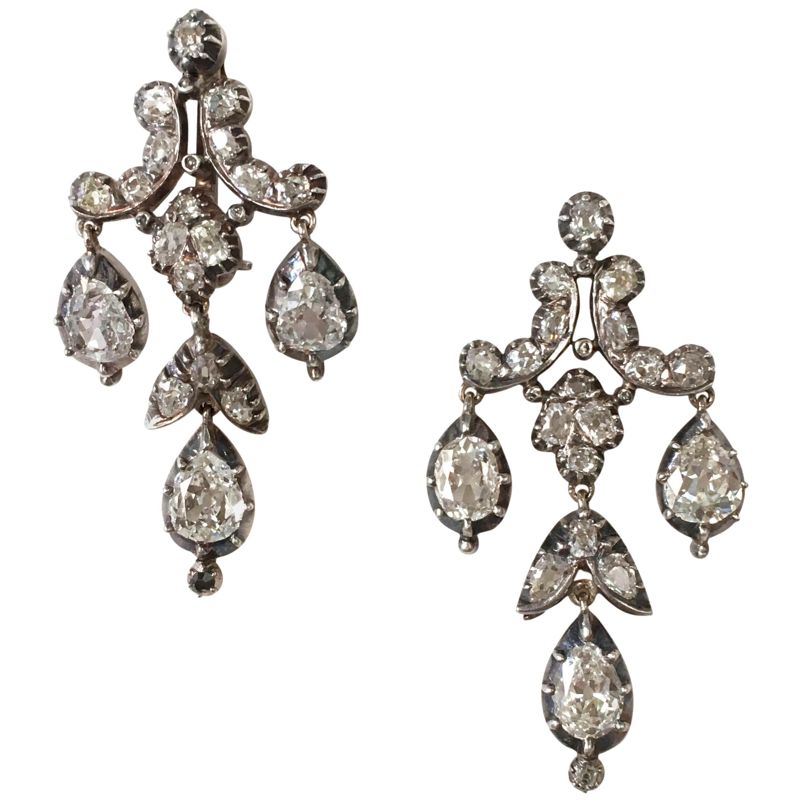 White Diamond Gold Silver Chandelier Drop Earrings Pendant Brooch