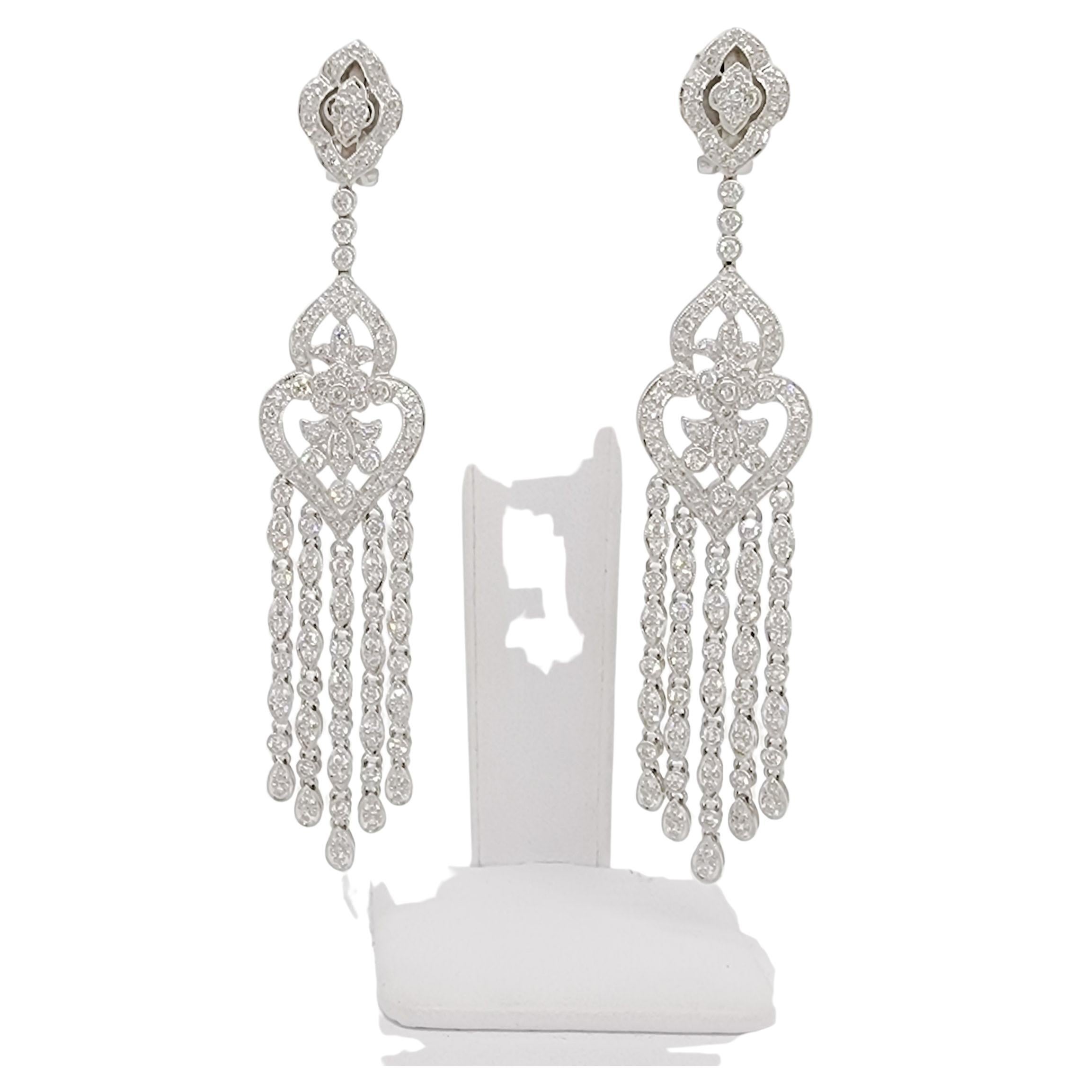 Diamond Chandelier Earrings Set in 18k White Gold at 1stDibs