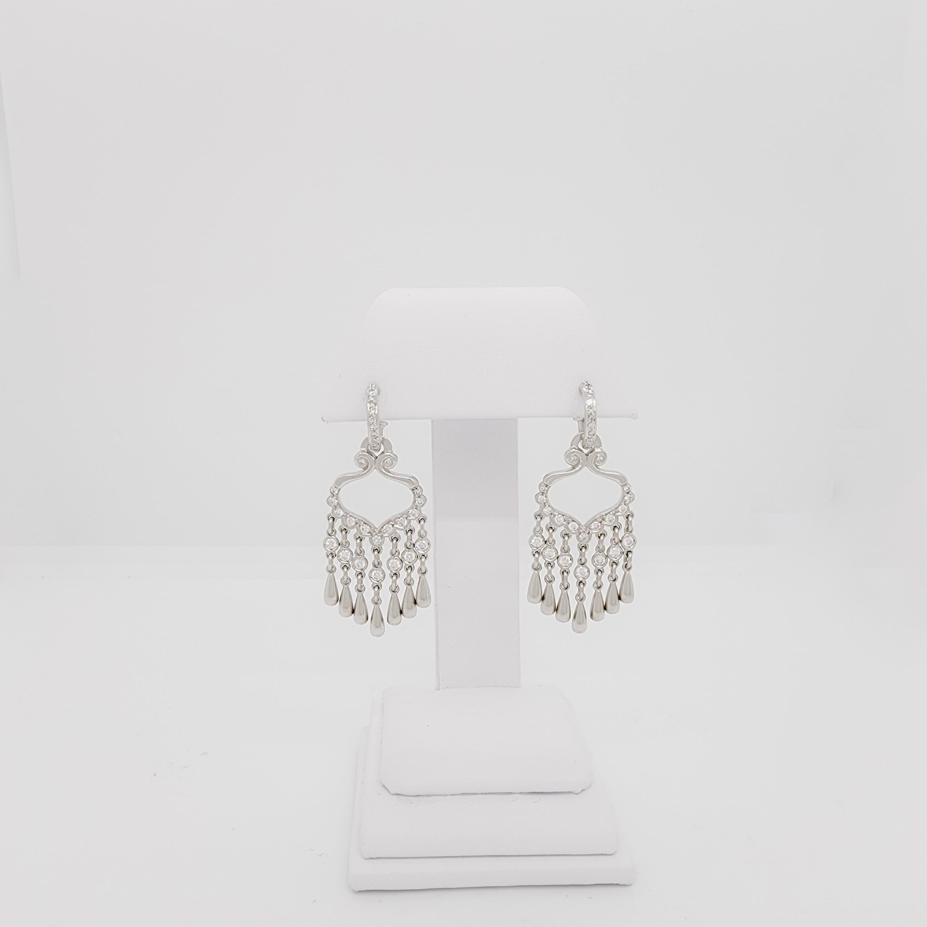 White Diamond Chandelier Earrings in 18k White Gold