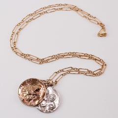 White Diamond Chunky Chain Necklace Joan of Arc Medal Medal Pendant J Dauphin