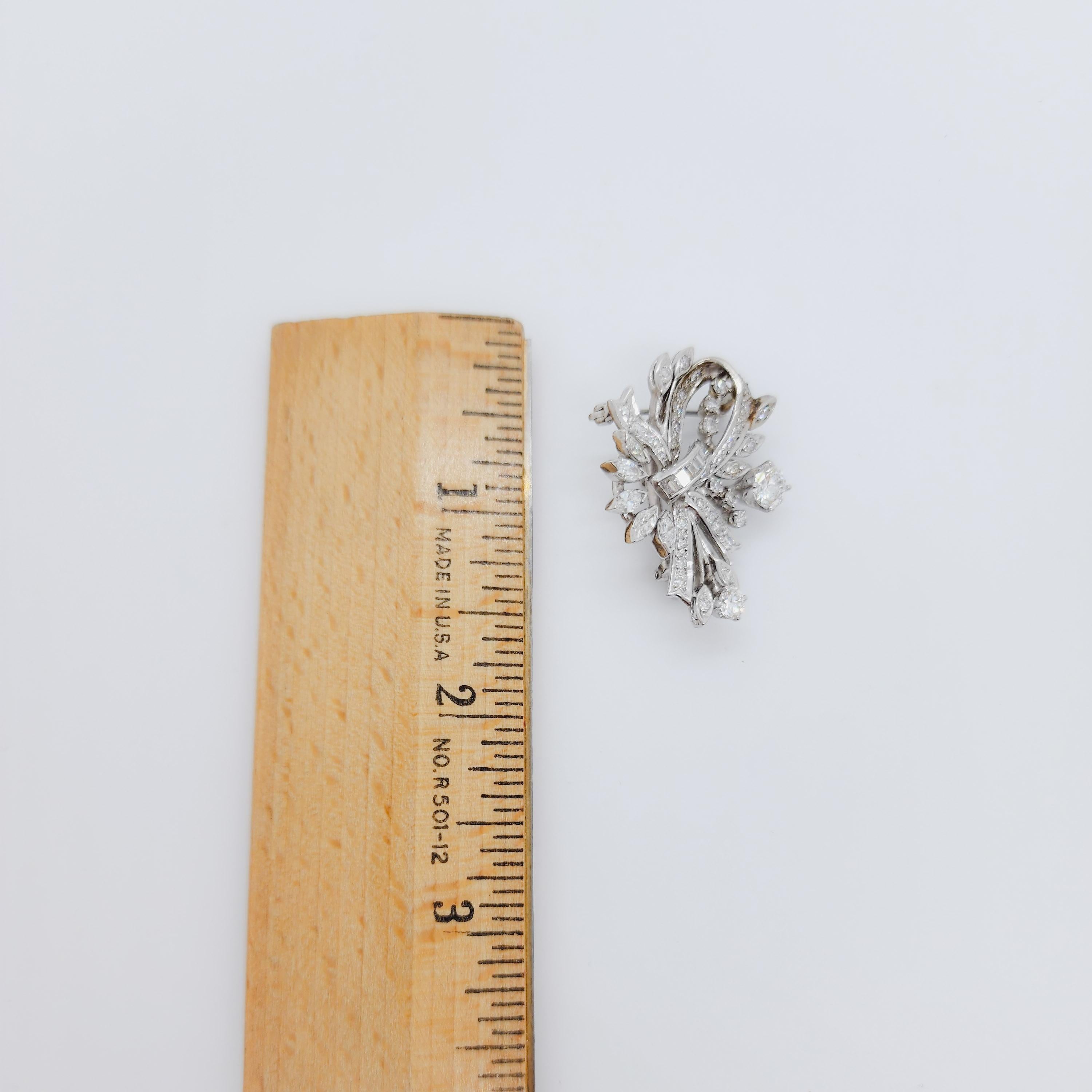 White Diamond Cluster Floral Brooch and Pendant 2